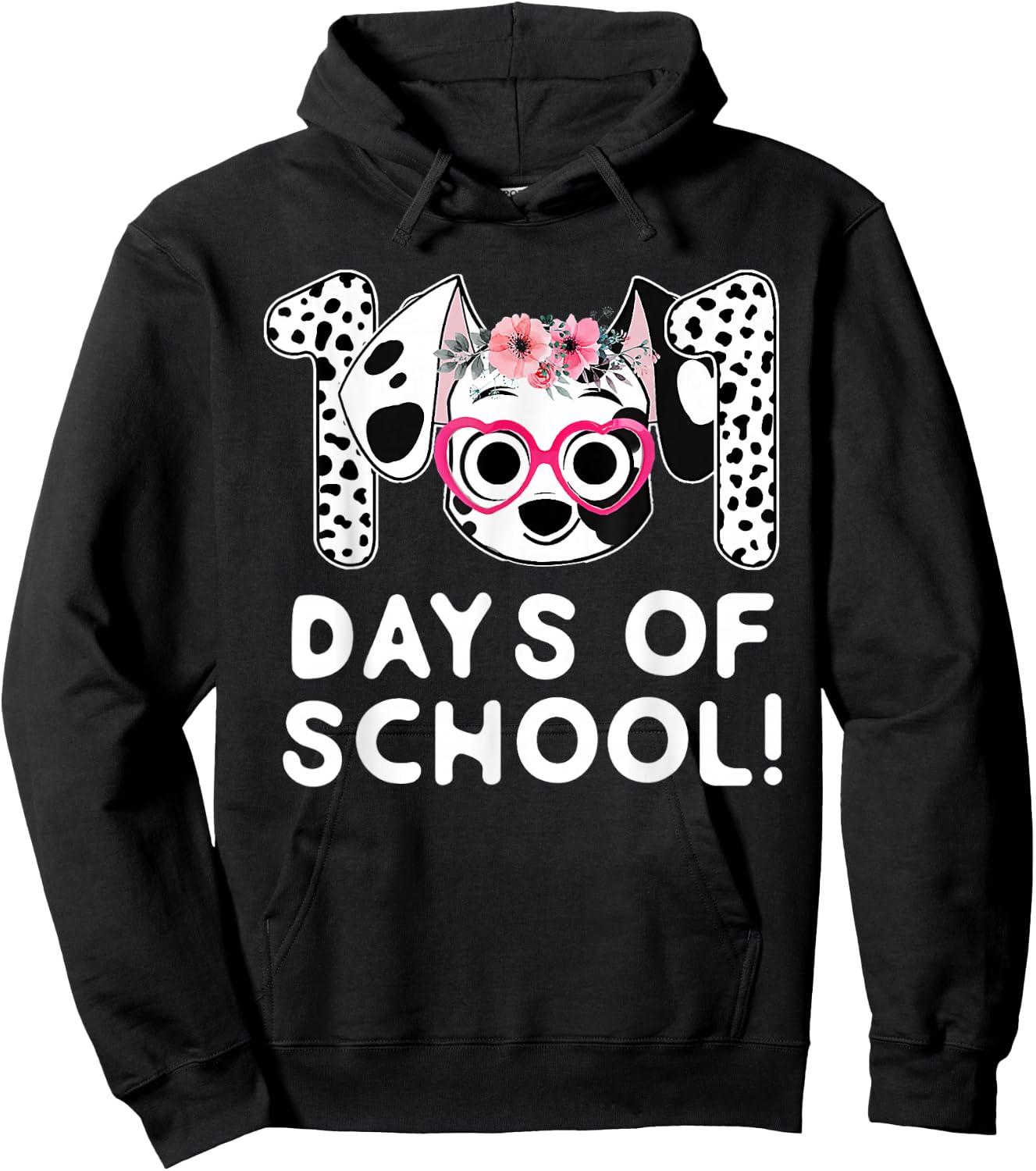 101 Days School Cute Dog Happy 100 Days Teacher Student Kids Hoodie - Hoodie | Black