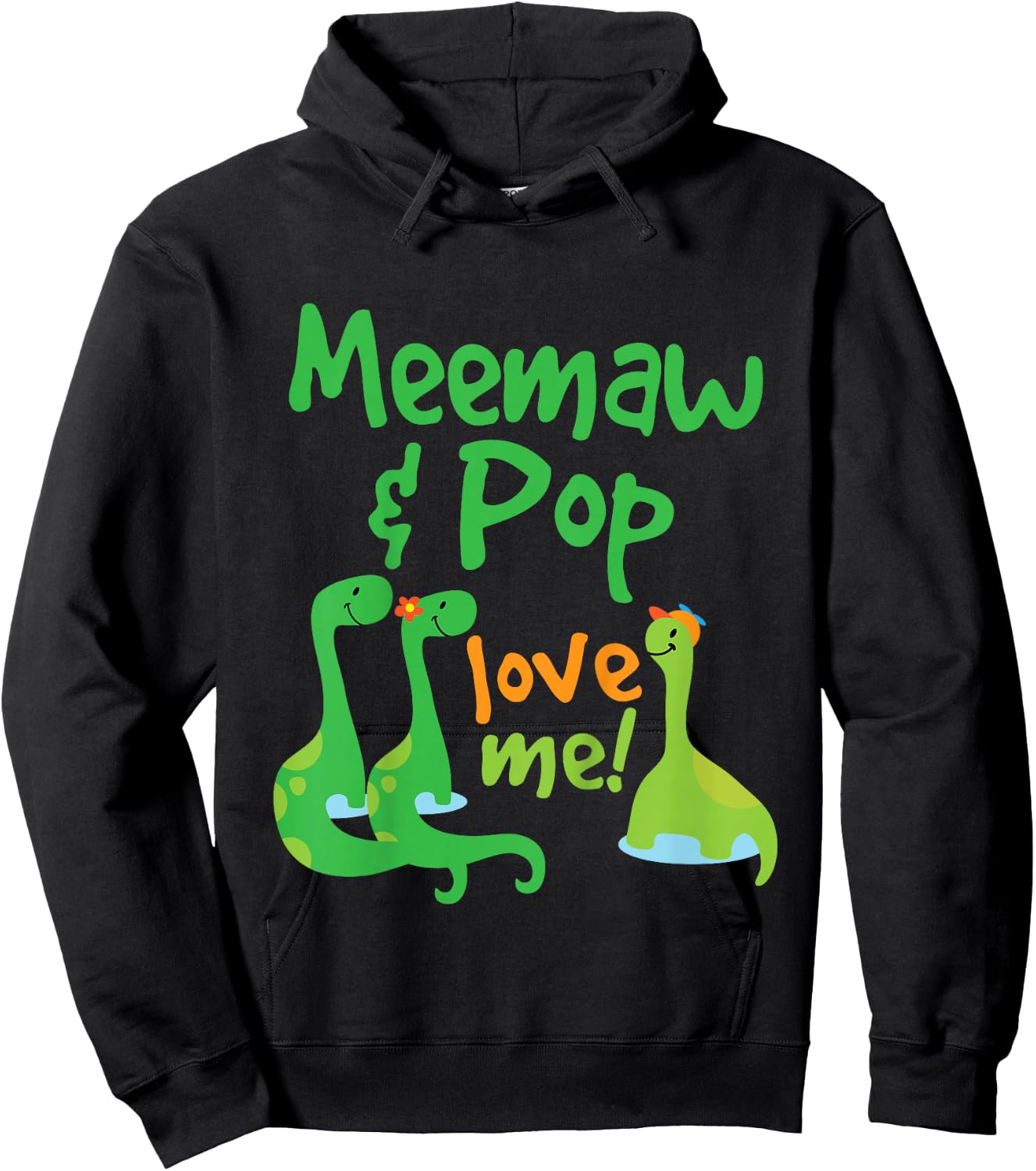 Kids Meemaw And Pop Grandson Dinosaur Hoodie - Hoodie | Black