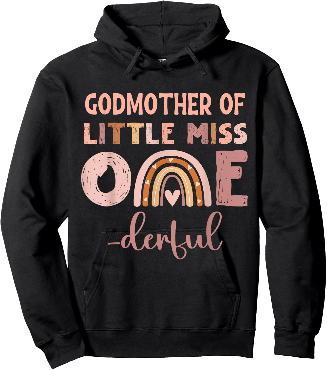 Miss Onederful Girl's 1st Birthday Cute Boho Godmother Hoodie - Hoodie | Black