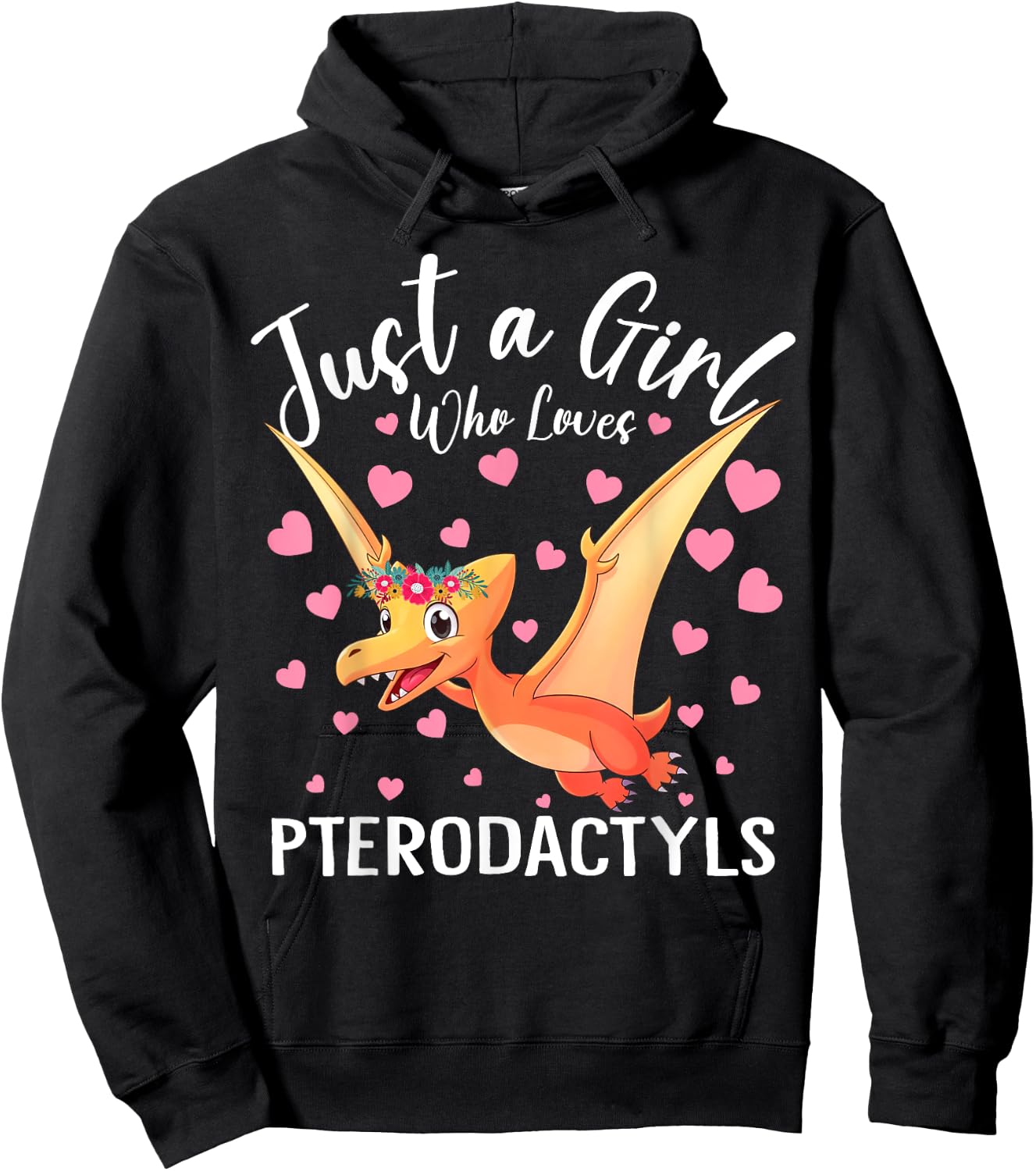Just A Girl Who Loves Pterodactyls Women Girls Dinosaur Bird Hoodie - Hoodie | Black