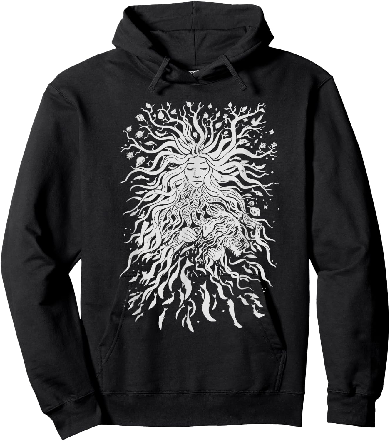 Rebel Goddess t-léine Irish River Boyne Goddess Bóinn Hoodie - Hoodie | Black