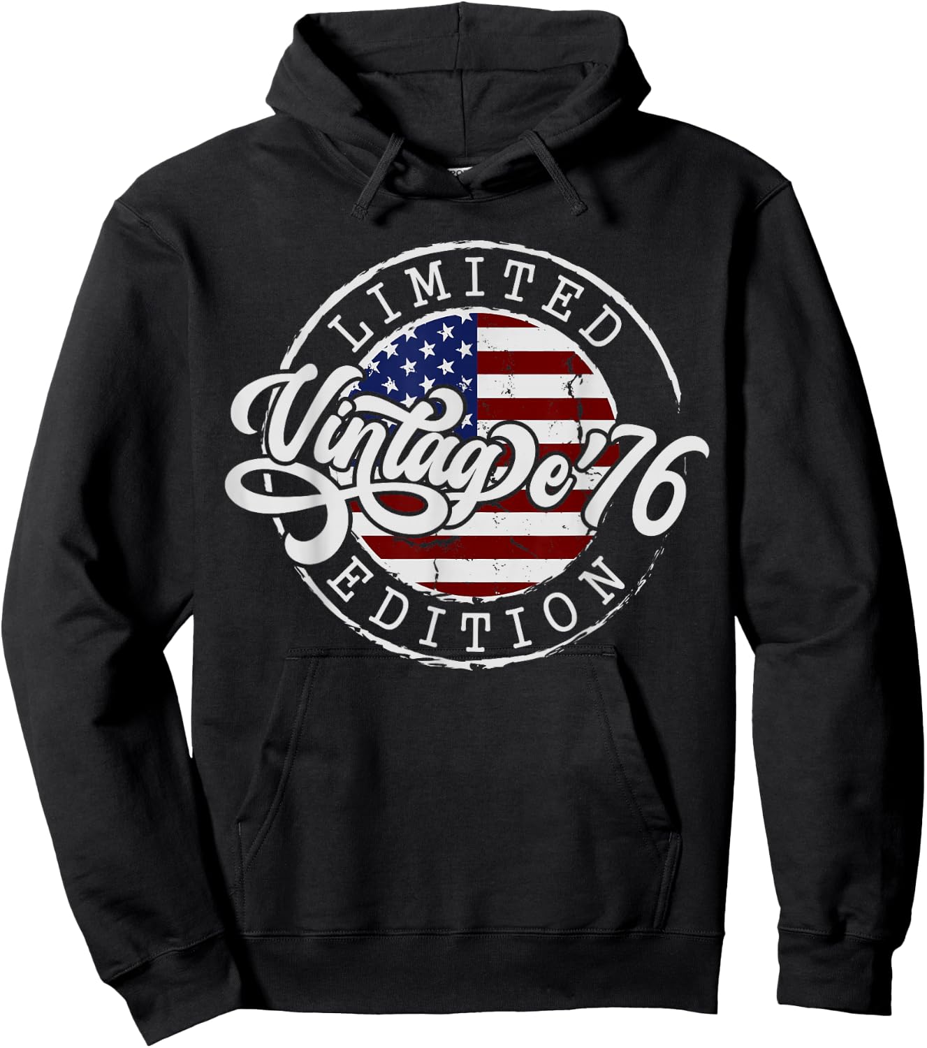 50th Birthday Vintage 1976 US Flag 50 Year Old Born in 1976 Hoodie - Hoodie | Black