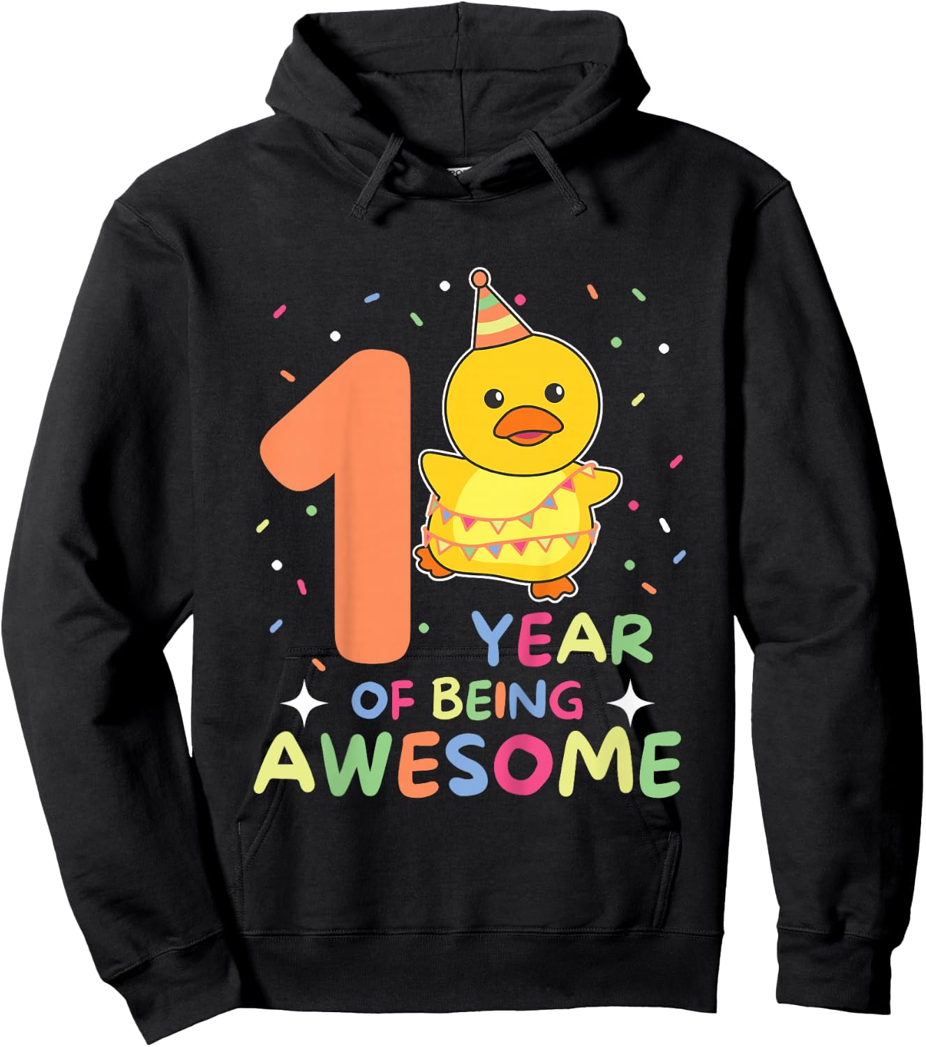 1st Birthday Duck For Kids One Year Old Duck Hoodie - Hoodie | Black