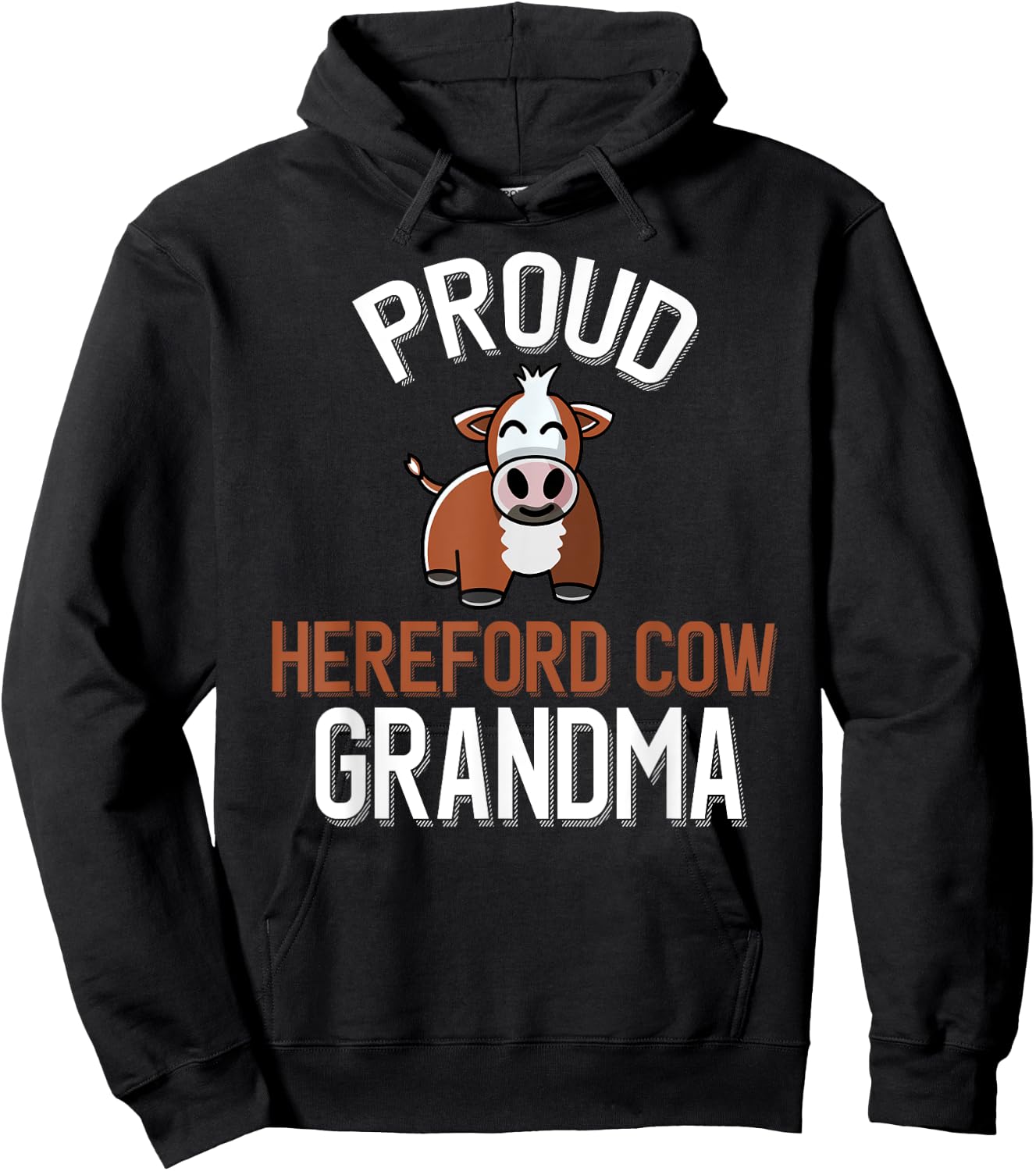Proud Hereford Cow Grandma Hoodie - Hoodie | Black