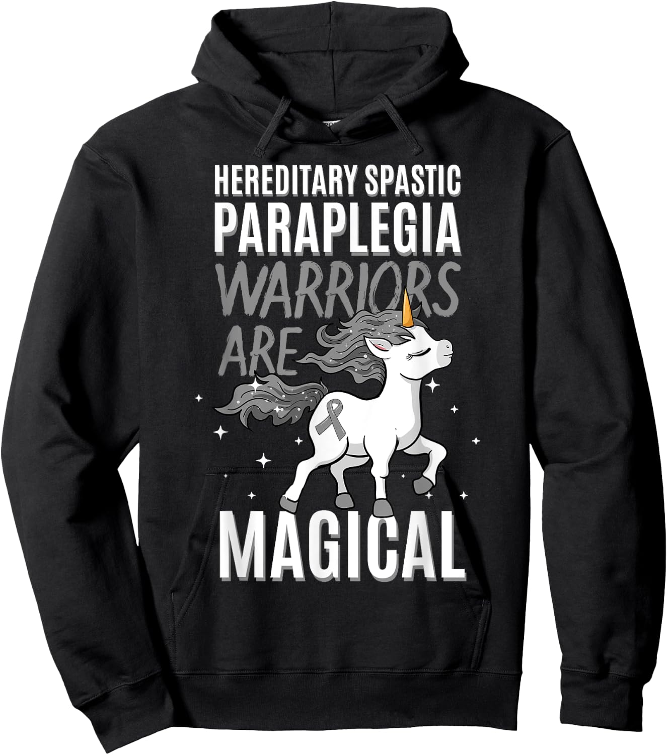Hereditary Spastic Paraplegia Warrior HSP Awareness Unicorn Hoodie - Hoodie | Black