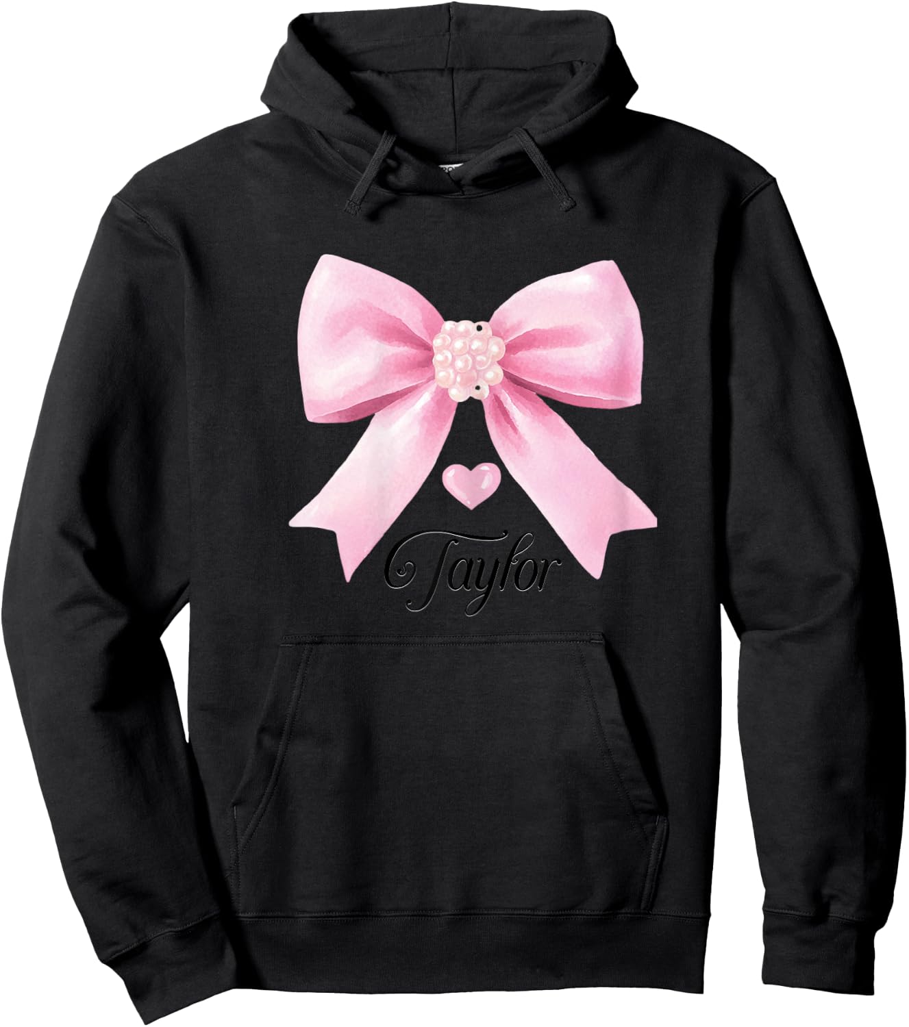 Cute Taylor Name Teen Girls Women Heart Pink Bow , grey, Female X-Small Hoodie - Hoodie | Black