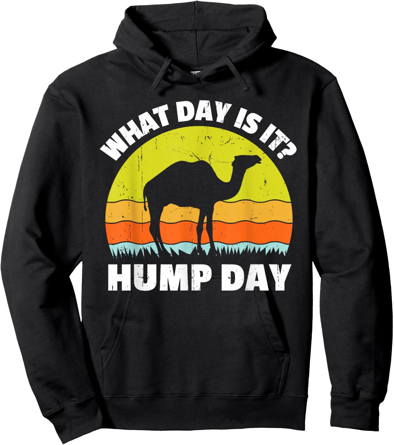 Vintage Dromedary Camel What Day Is It Hump Day Retro Hoodie - Hoodie | Black