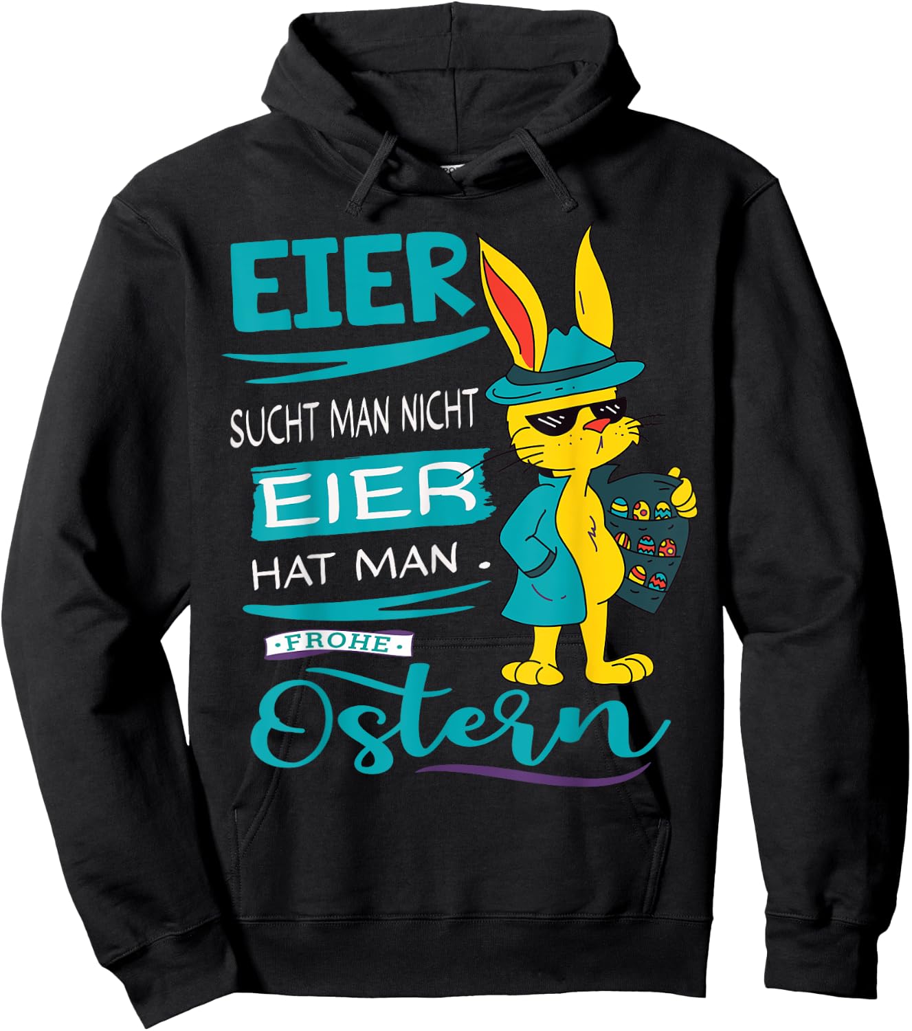 Funny Easter Bunny Frohe Ostern Rabbit Easter Eggs Search Man Hoodie - Hoodie | Black
