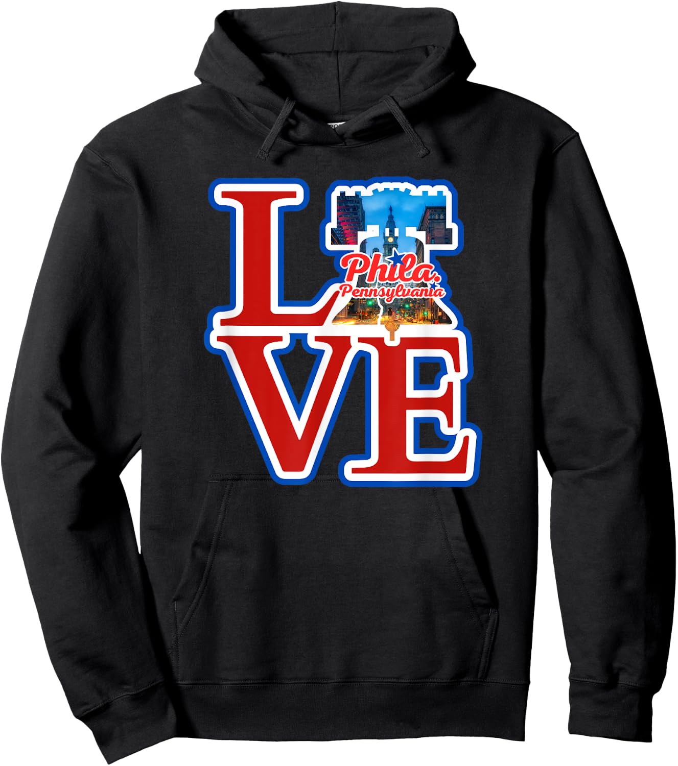 Philadelphia City of Brotherly Love Park Philly Liberty Bell Hoodie - Hoodie | Black