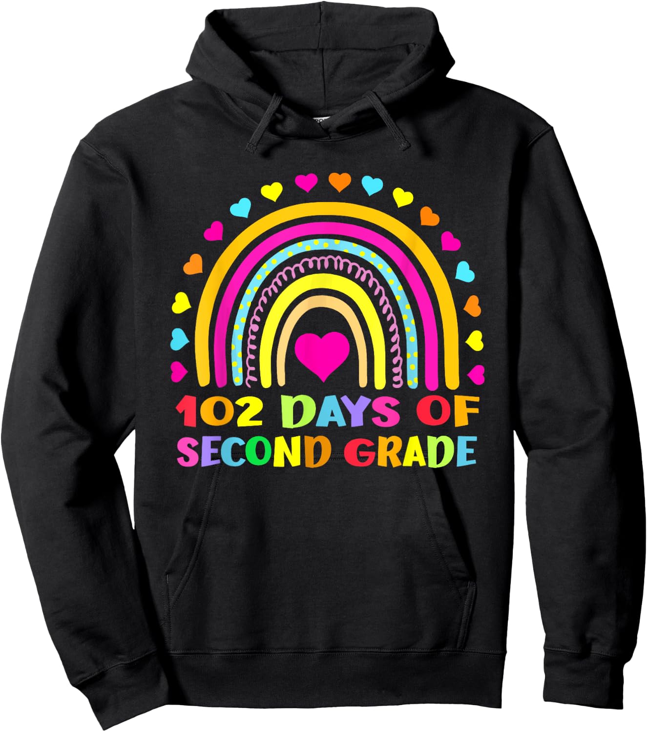 102 Day Of 2nd Grade Rainbow 102 Days Of Second Grade Hoodie - Hoodie | Black