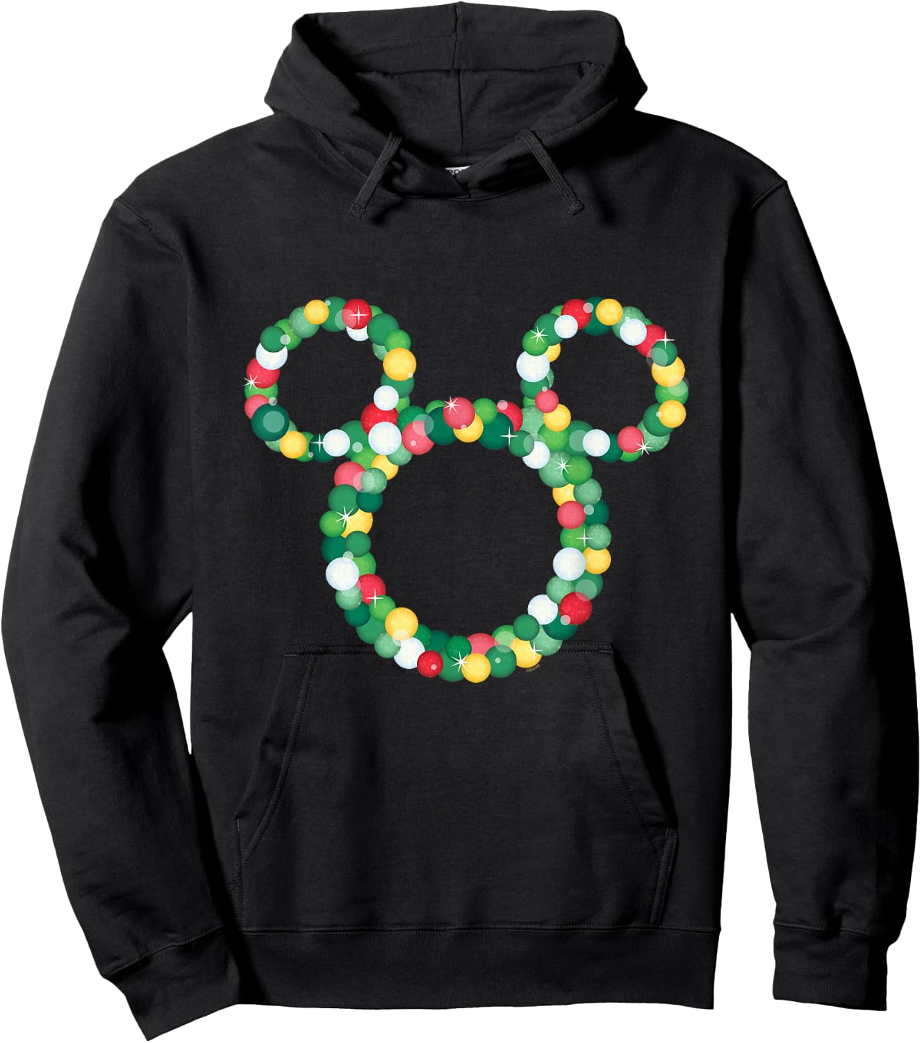 Disney Mickey Mouse Icon Holiday Christmas Ornament Wreath Hoodie - Hoodie | Black
