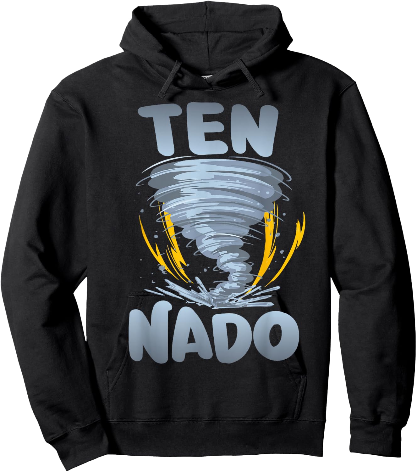 Ten-nado Warning 10th Birthday Tornado Themed Birthday Hoodie - Hoodie | Black
