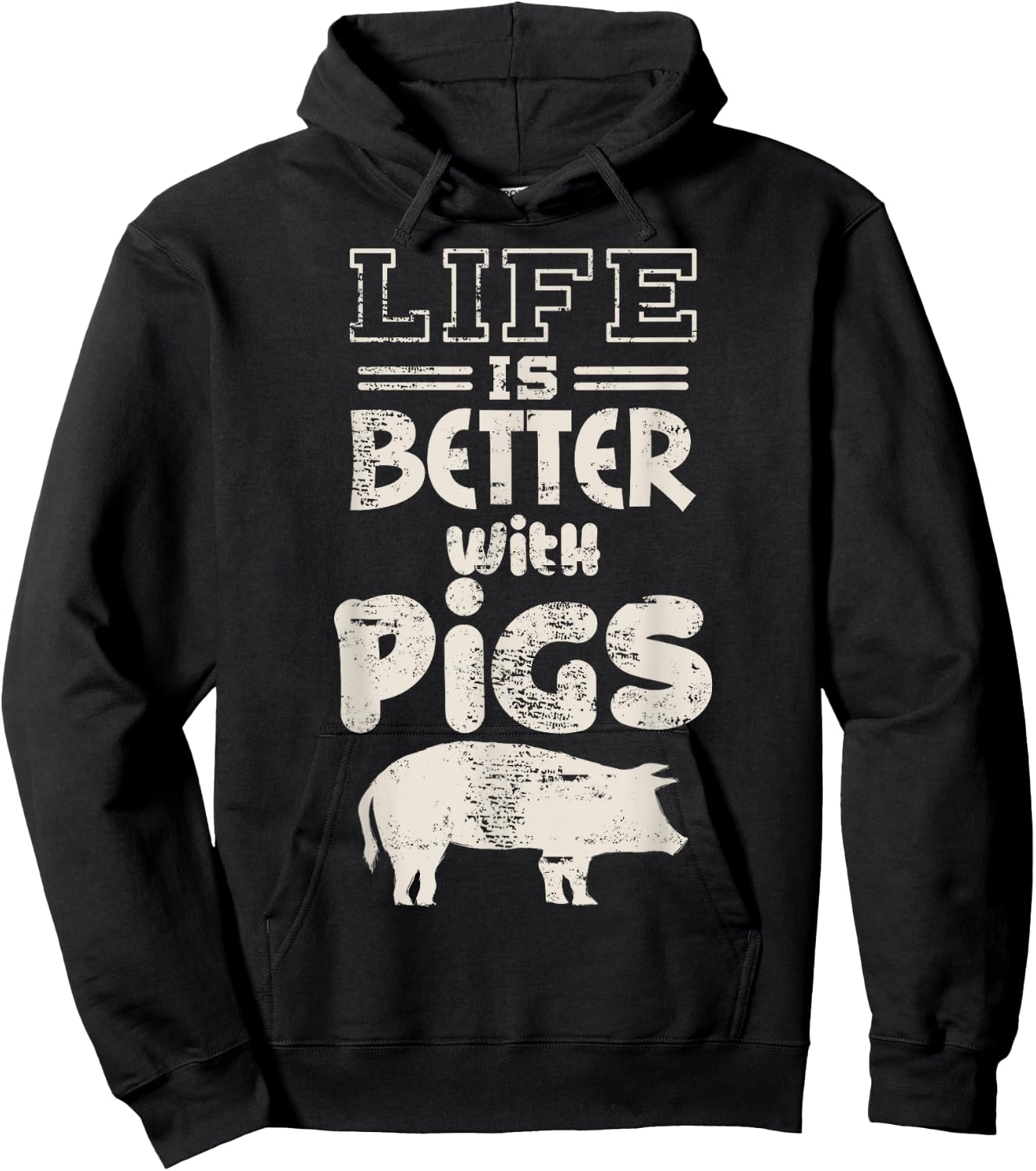 Life is Better With Pigs Design Idea Pigs Love Gift Hoodie - Hoodie | Black