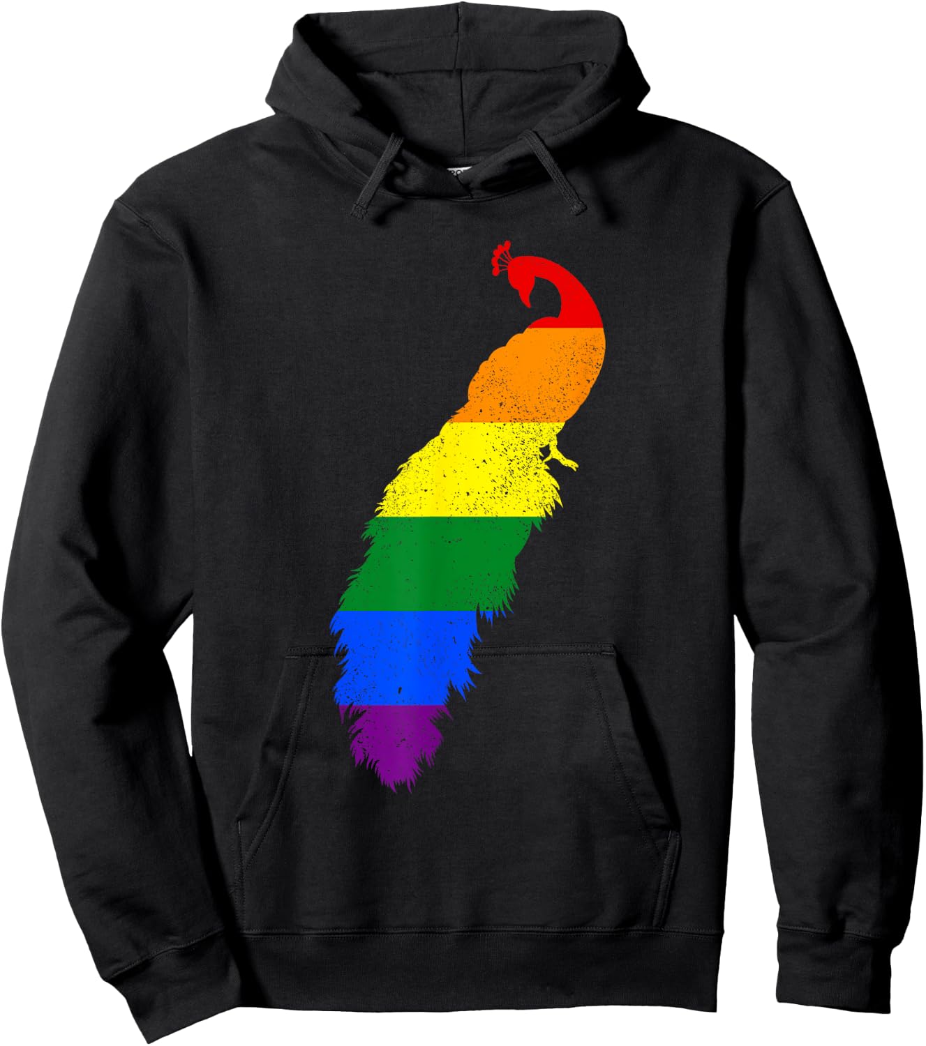 Peacock Gay Pride LGBTQ Supporter Fans Rainbow Ally Hoodie - Hoodie | Black