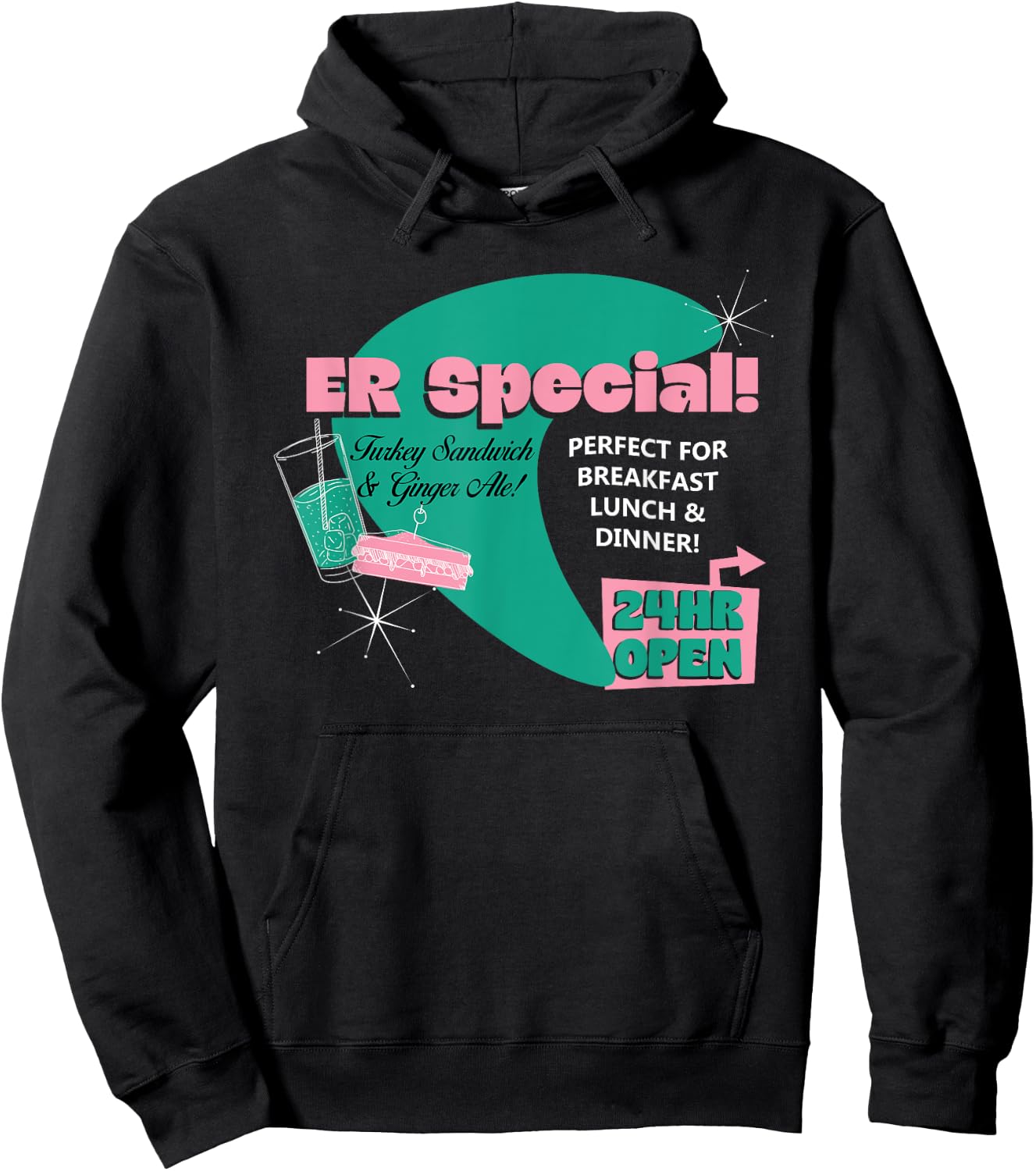 Emergency Room Diner Nursing Humor Medical Joke Physicians Hoodie - Hoodie | Black