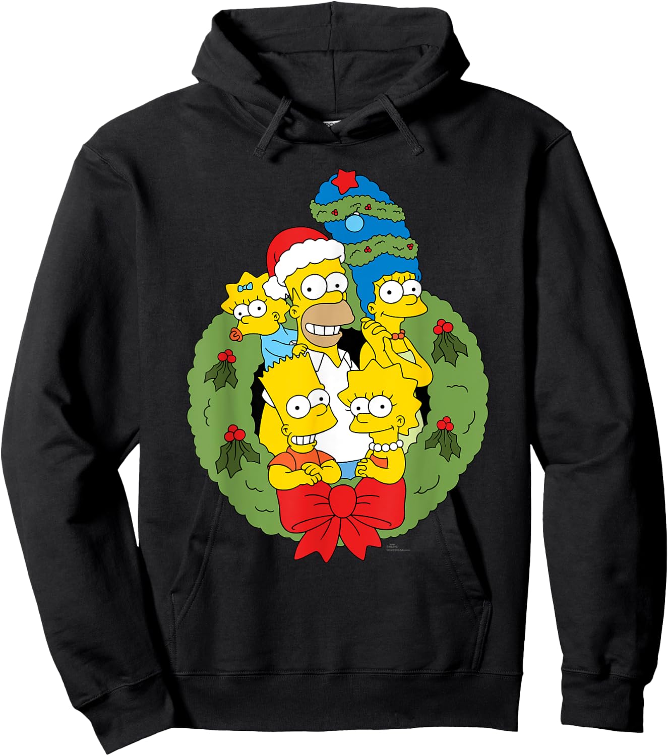 The Simpsons Holiday Family Christmas Wreath , Black, S Hoodie - Hoodie | Black