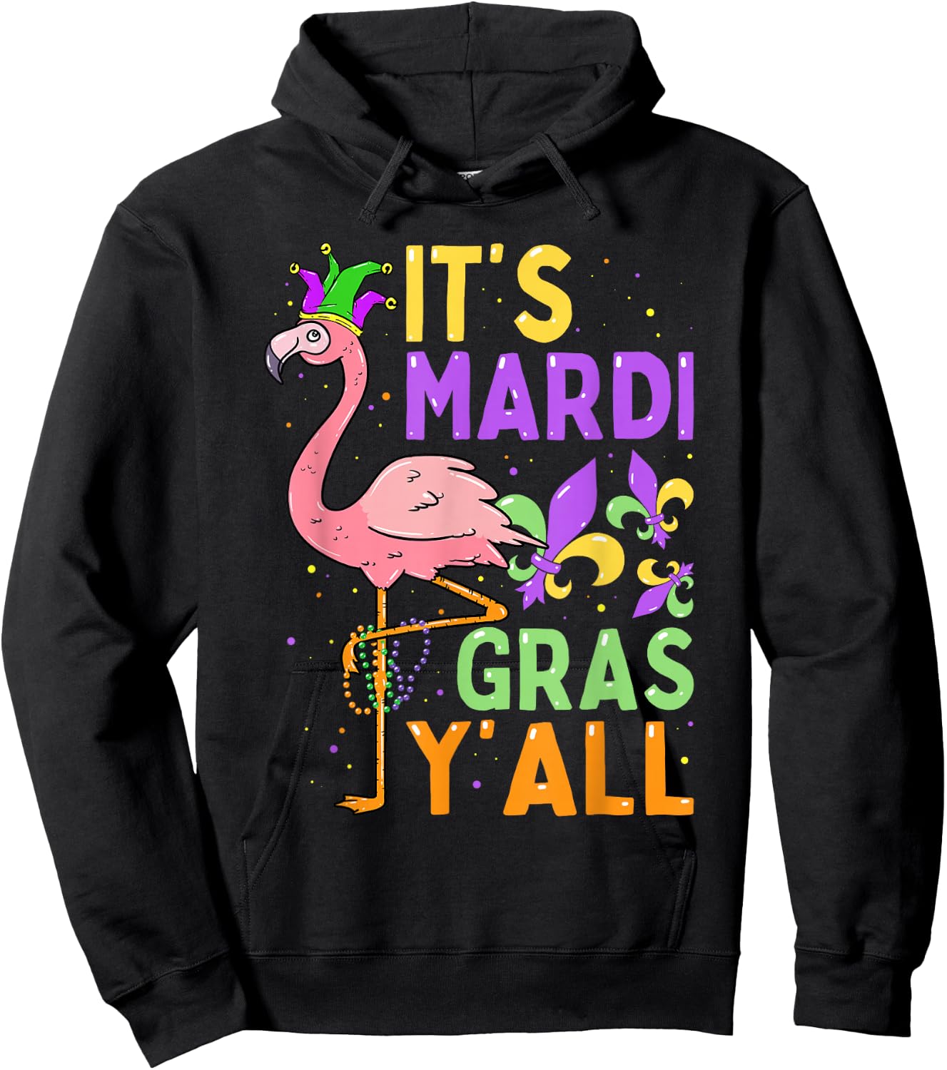 Funny Carnival Party Idea Flamingo Mardi Gras Hoodie - Hoodie | Black