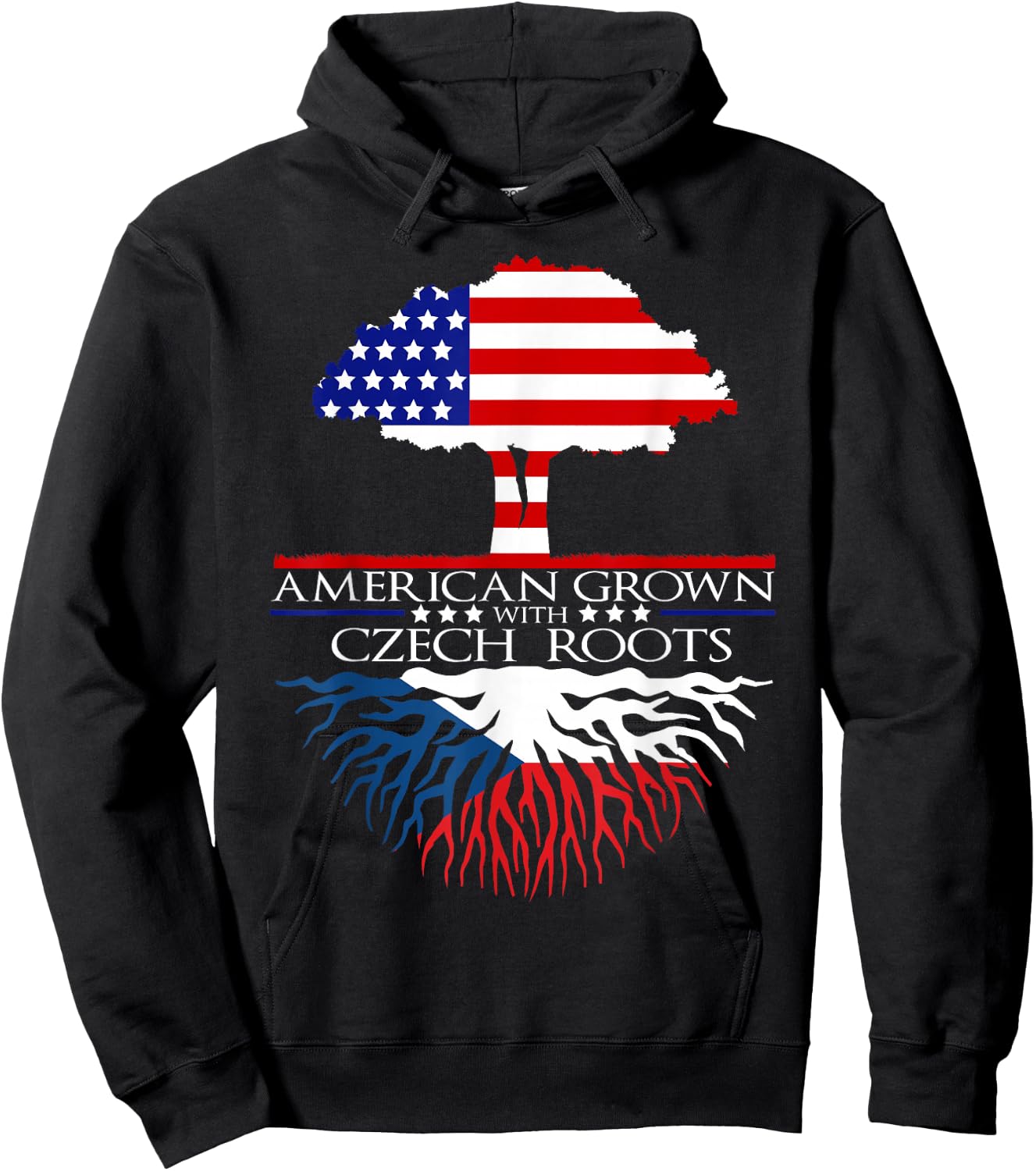 InGENIUS American Czech Ancestry Gifts Czech Roots US Czechoslovakia European Flag Hoodie - Hoodie | Black