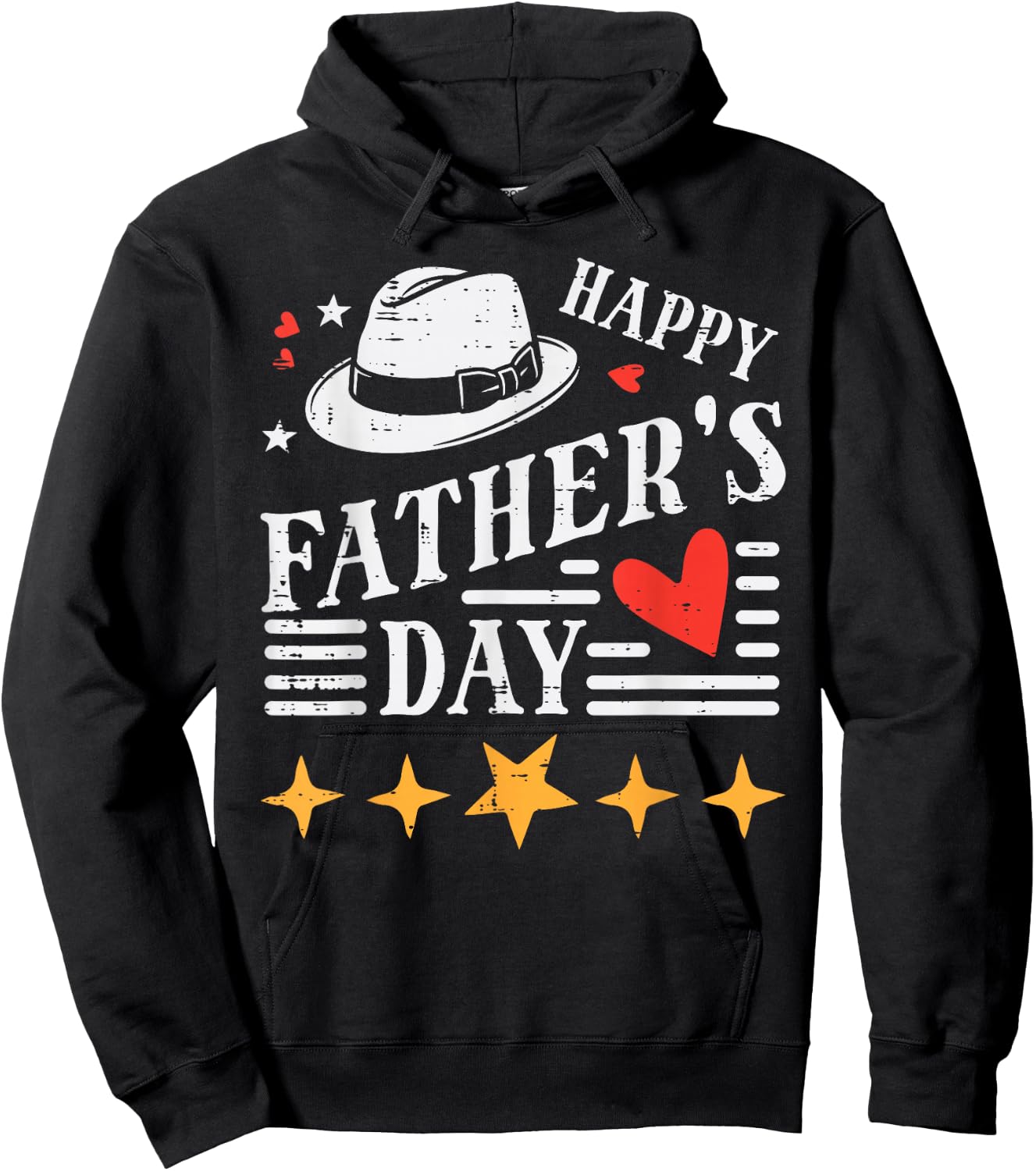 Happy Fathers Day Hat Heart Vintage Dad Papa Grandpa Daddy Hoodie - Hoodie | Black
