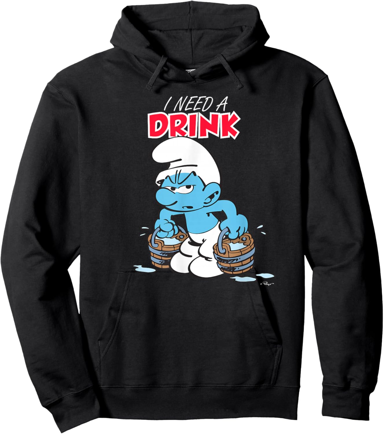 The Smurfs I Need A Drink , Black Hoodie - Hoodie | Black