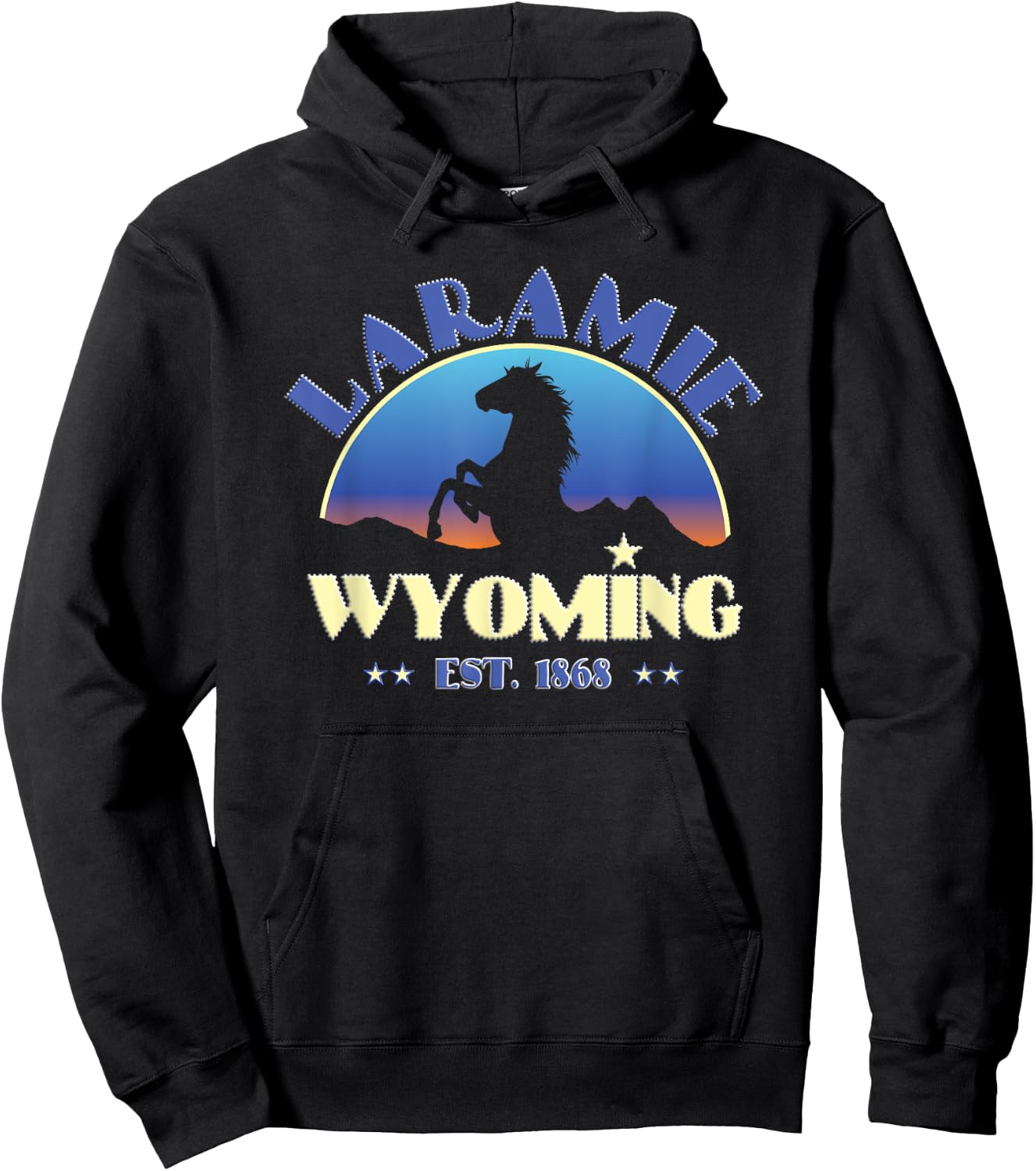 Laramie Wyoming WY Wild Horse Hoodie - Hoodie | Black