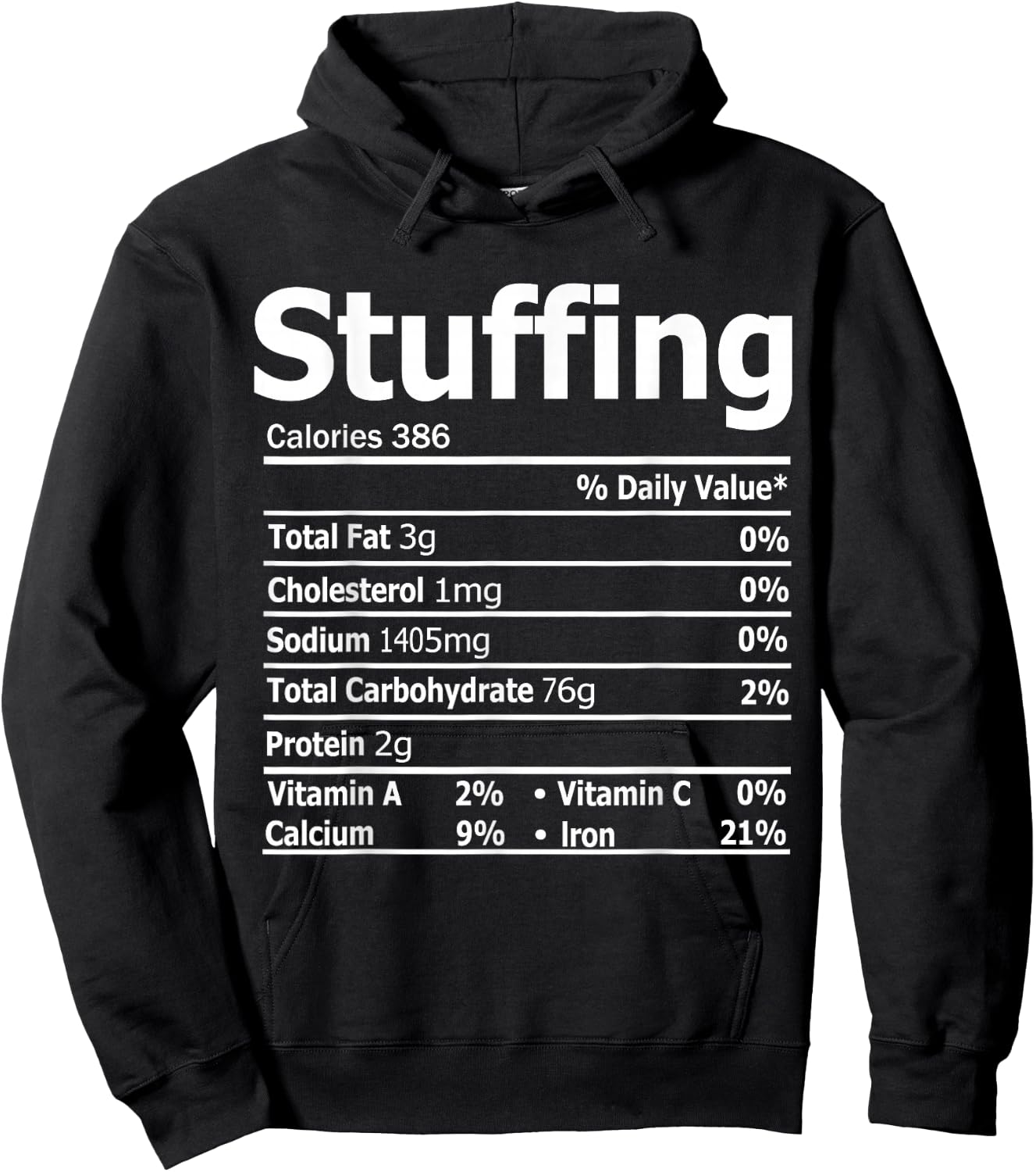Stuffing Nutrition Facts Thanksgiving Dinner Nutrition Facts Hoodie - Hoodie | Black