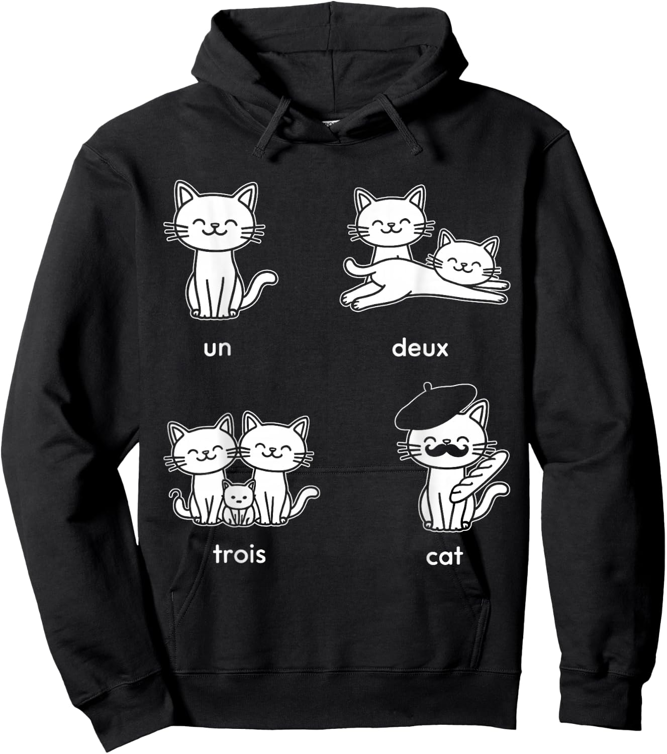 Un Deux Trois Cat Hoodie - Hoodie | Black