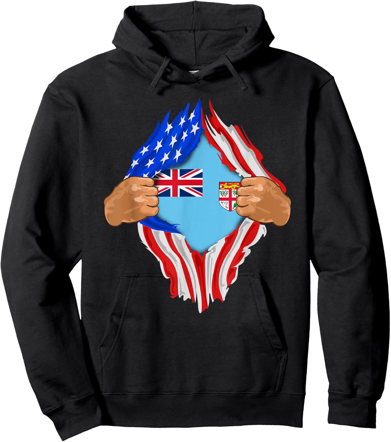 Fijian Blood Inside Me | Fiji Flag Gift Hoodie - Hoodie | Black