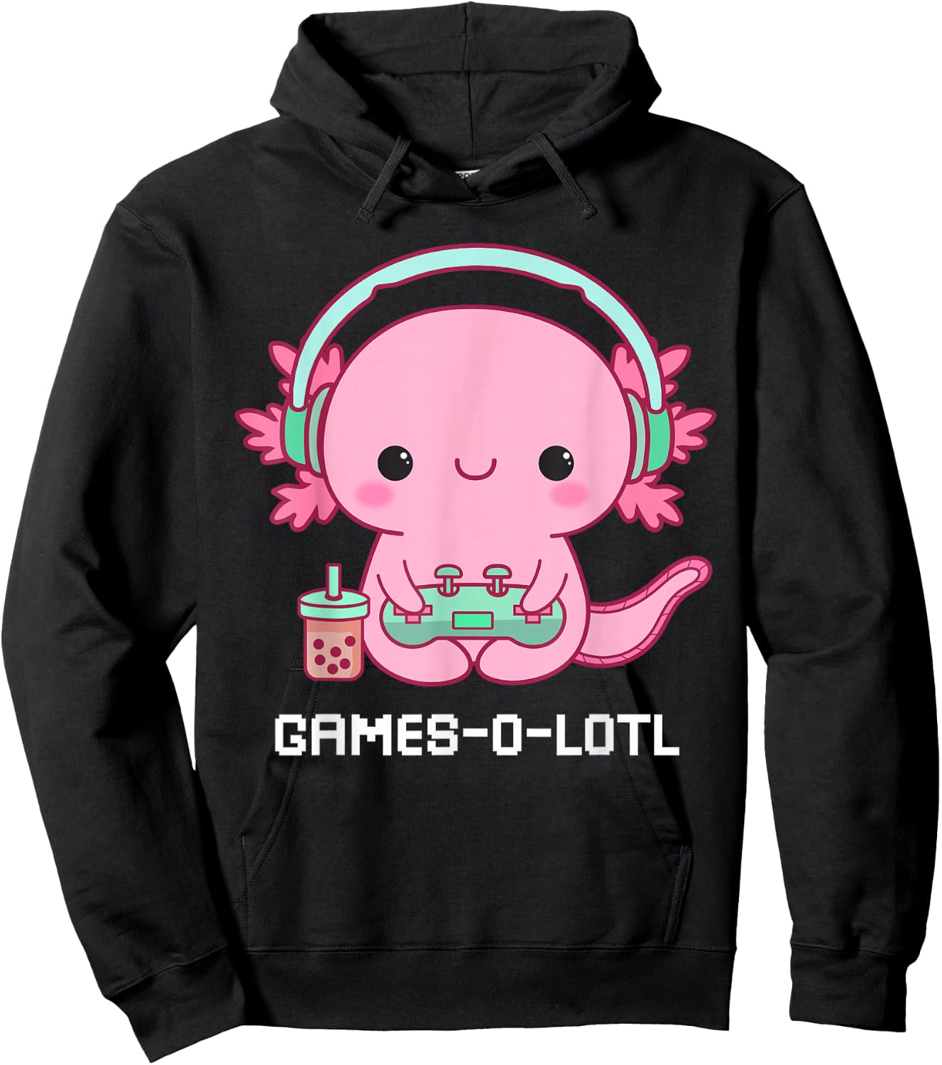 Gamesalotl Axolotl Cute Kawaii Fisch Spielen Videospiele Mädchen Hoodie - Hoodie | Black