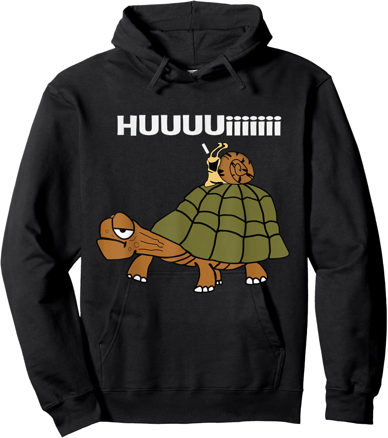 Huuuuuiiii Funny Combination Turtle / Snail , black Hoodie - Hoodie | Black