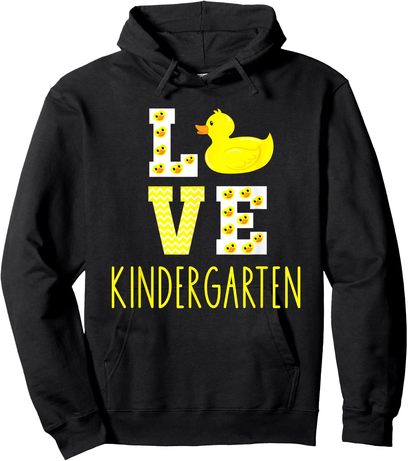 Love Kindergarten Back To School Yellow Duck Kinder Teacher Hoodie - Hoodie | Black
