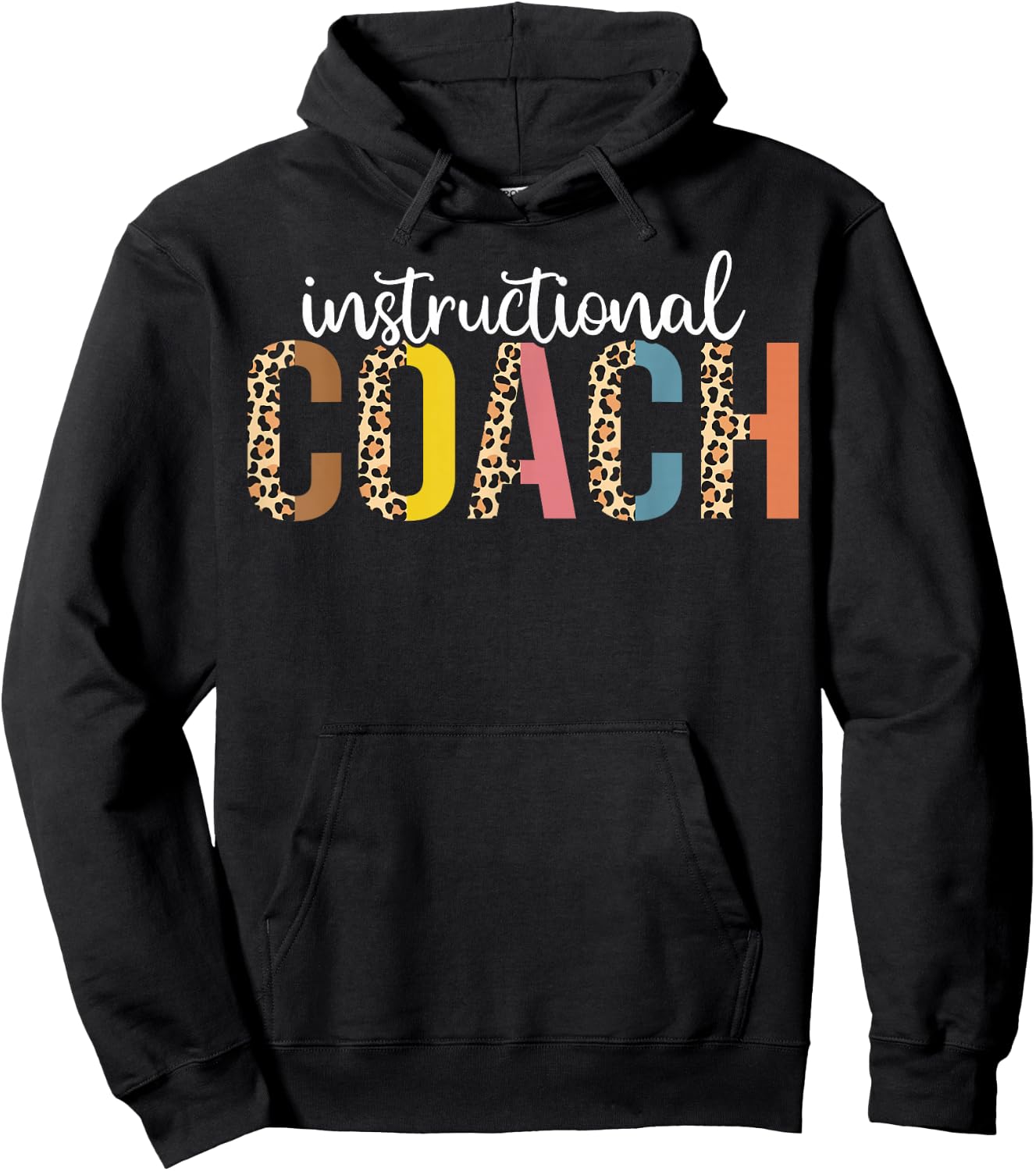 Instructional Coach leopard Back to School Hoodie - Hoodie | Black