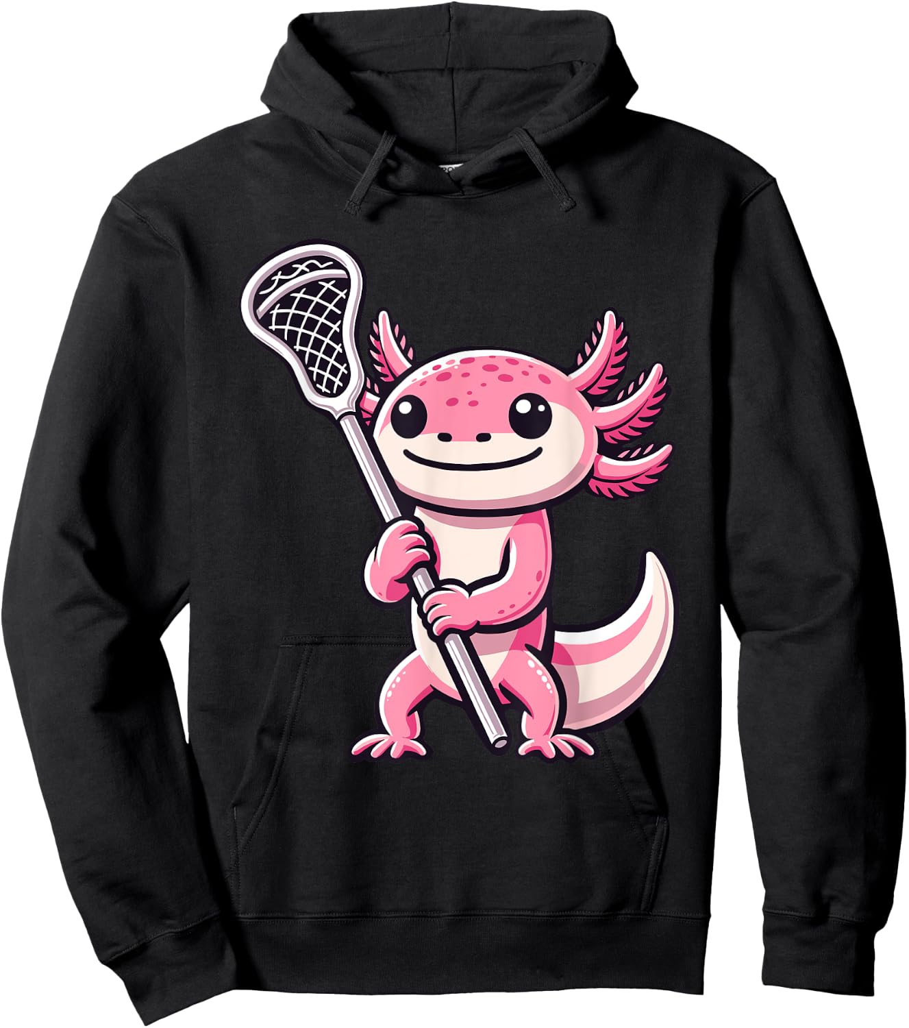 Lacrosse Player Axolotl Lax Lover Sports For Boys Girls Hoodie - Hoodie | Black