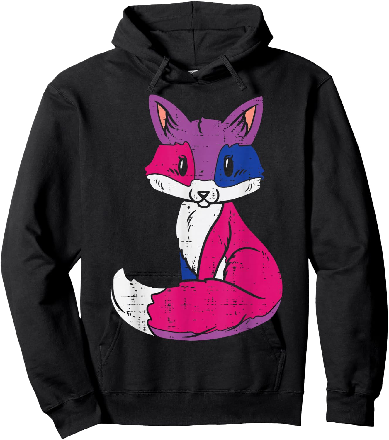 Fox Animal LGBTQ Bisexual Flag Gay Pride Ally Bi Men Women Hoodie - Hoodie | Black