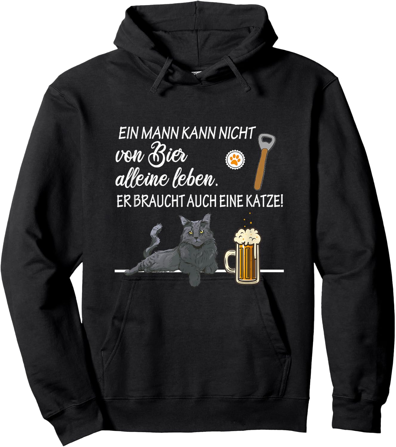 Funny Beer and Cats Slogan Men Alone Live Dad , black Hoodie - Hoodie | Black