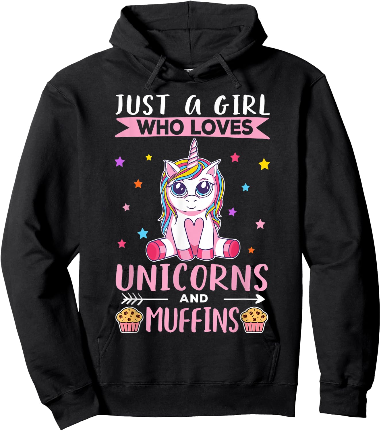 Just A Girl Who Loves Unicorns And Muffins Unicorn Hoodie - Hoodie | Black