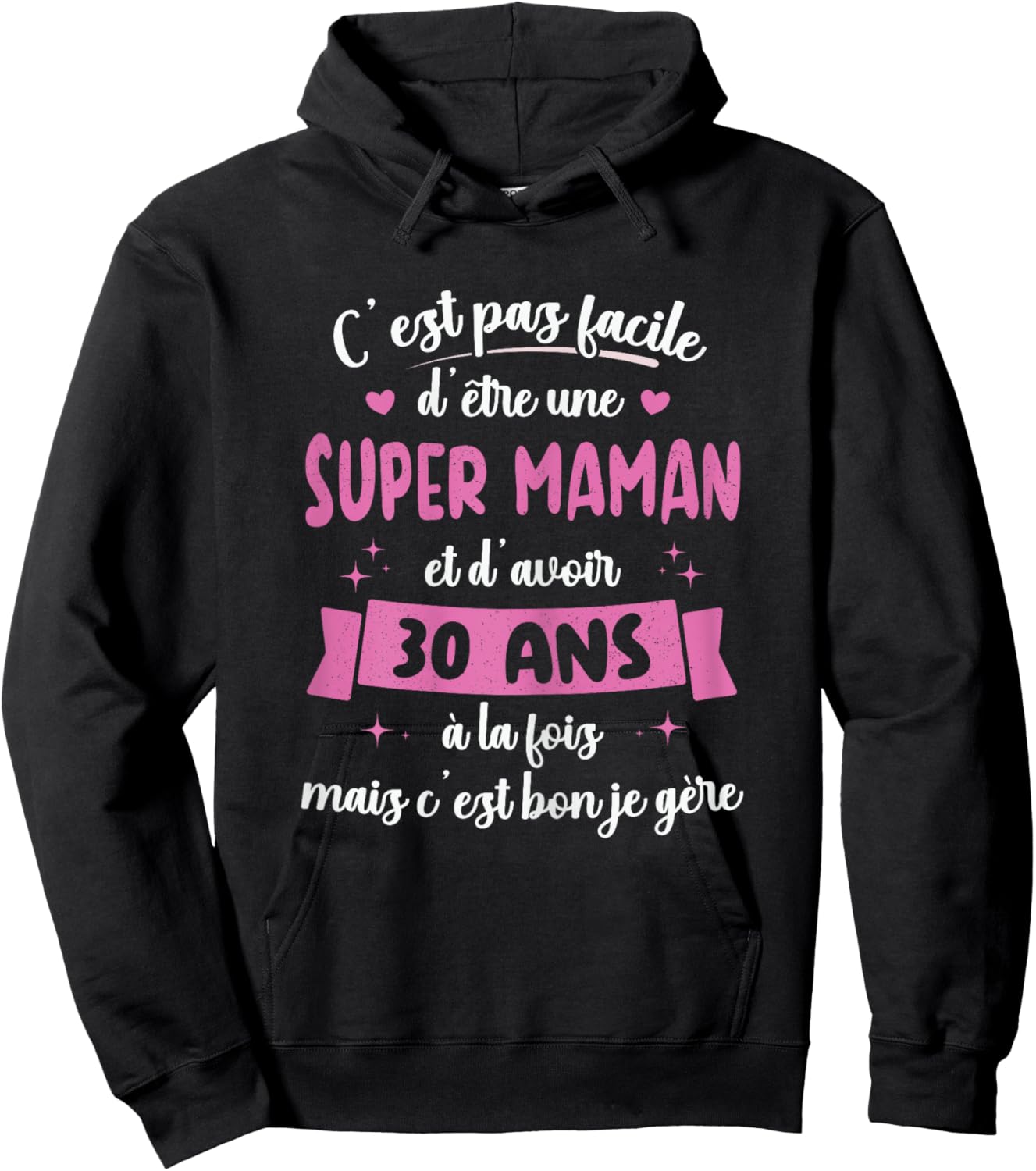 30 Years Gift Humour Birthday Super Mom , Black, Female X-Small Hoodie - Hoodie | Black