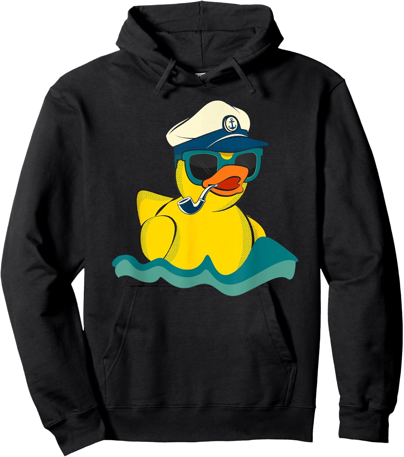 Vintage Yellow Rubber Duck Boat The Captain Duckie Sailor Hoodie - Hoodie | Black