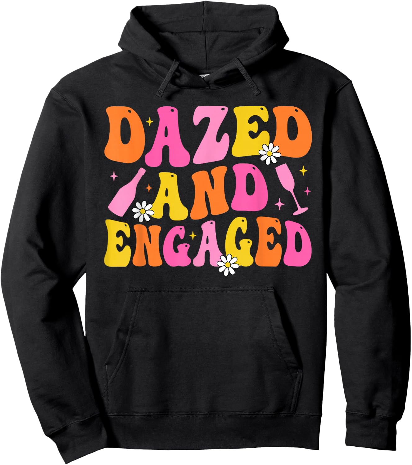 Dazed & Engaged Groovy Team Bride Bachelorette Party Hoodie - Hoodie | Black