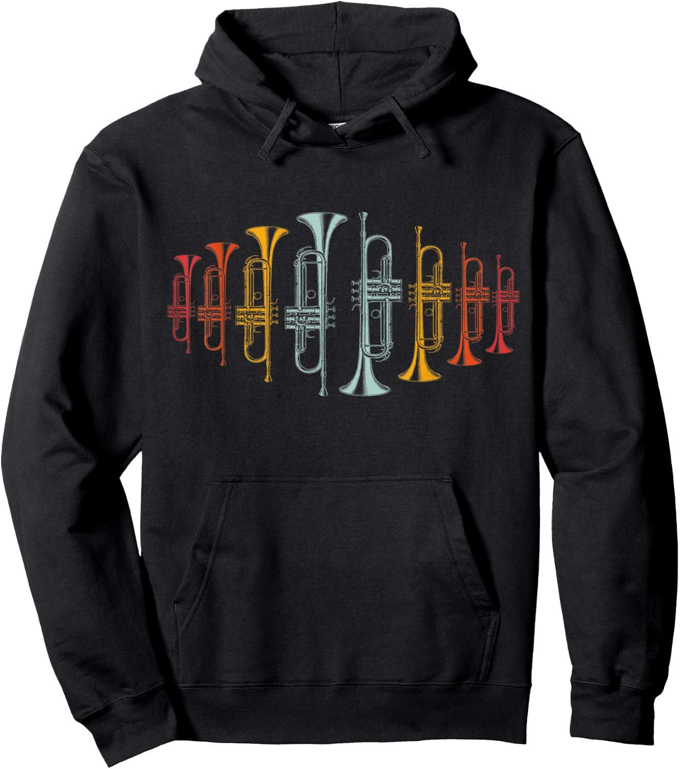 Trumpeter Gift Retro Jazz Music Trumpet Hoodie - Hoodie | Black
