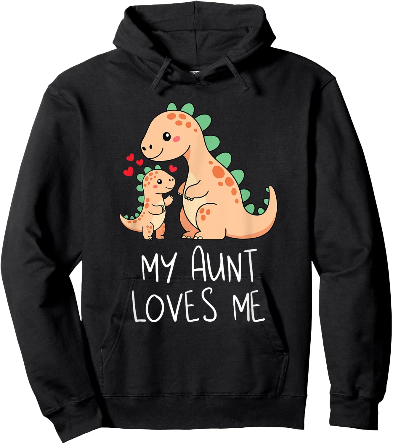 Baby Dino and Grandma My Aunt Loves Me Funny Dinosaur Hoodie - Hoodie | Black