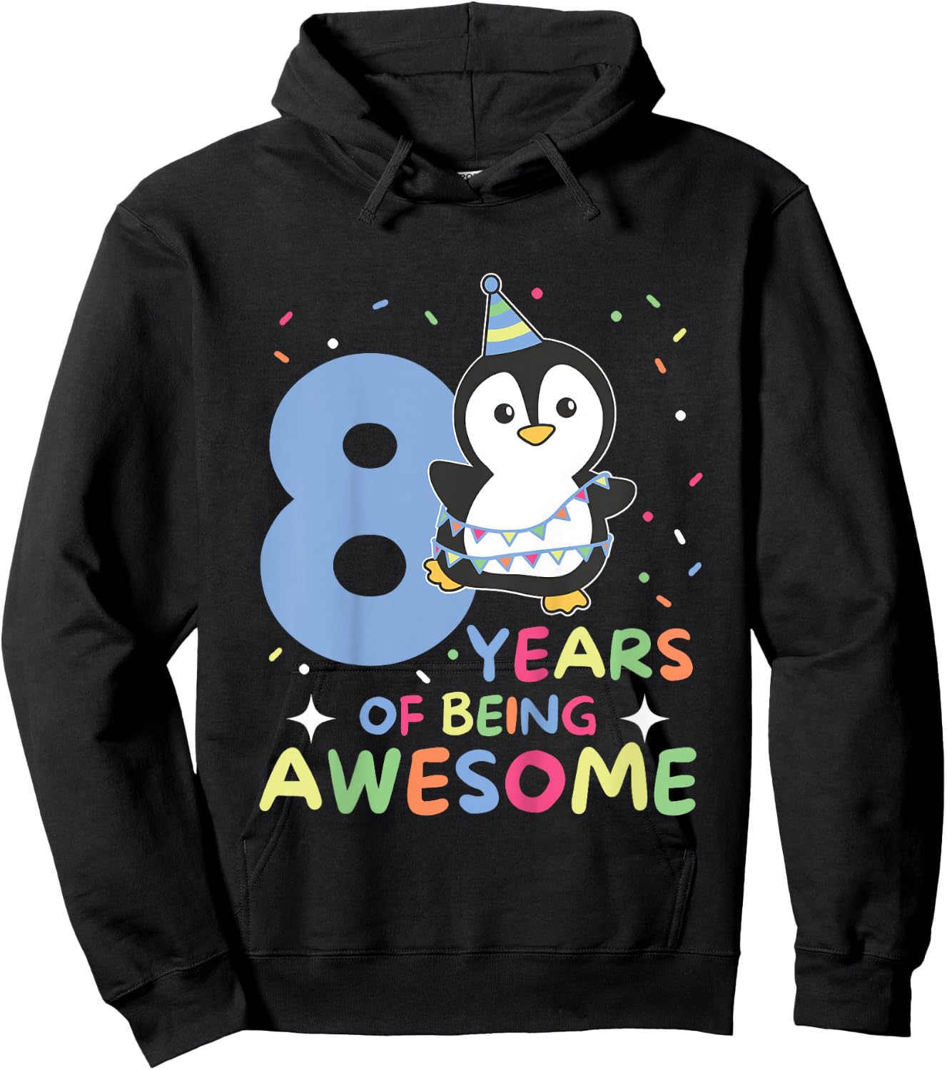 8th Birthday Penguin For Children Eight Years Old Hoodie - Hoodie | Black