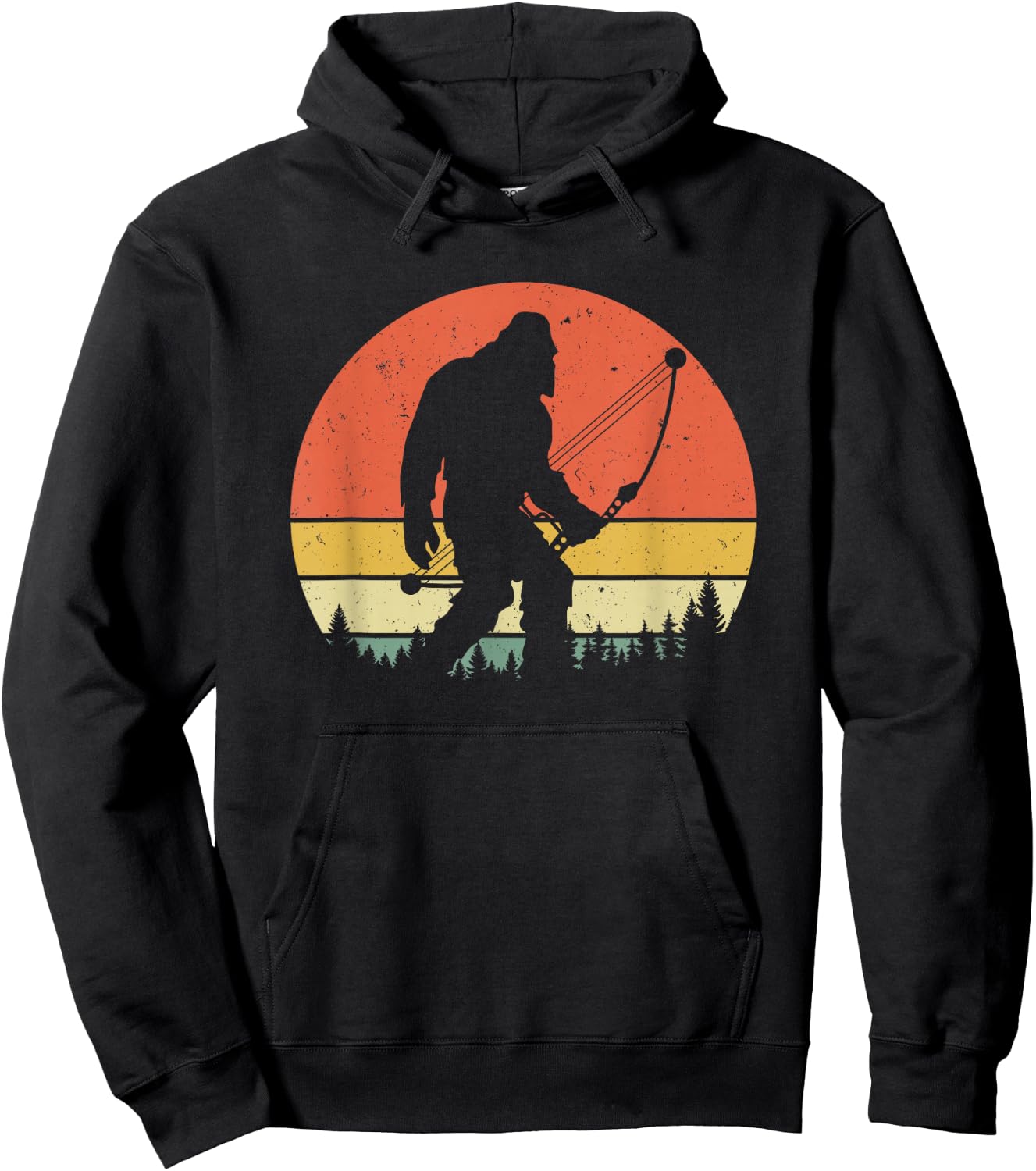 Bigfoot Hunter Arrow - Vintage Sasquatch Bow Hunting Archery Hoodie - Hoodie | Black
