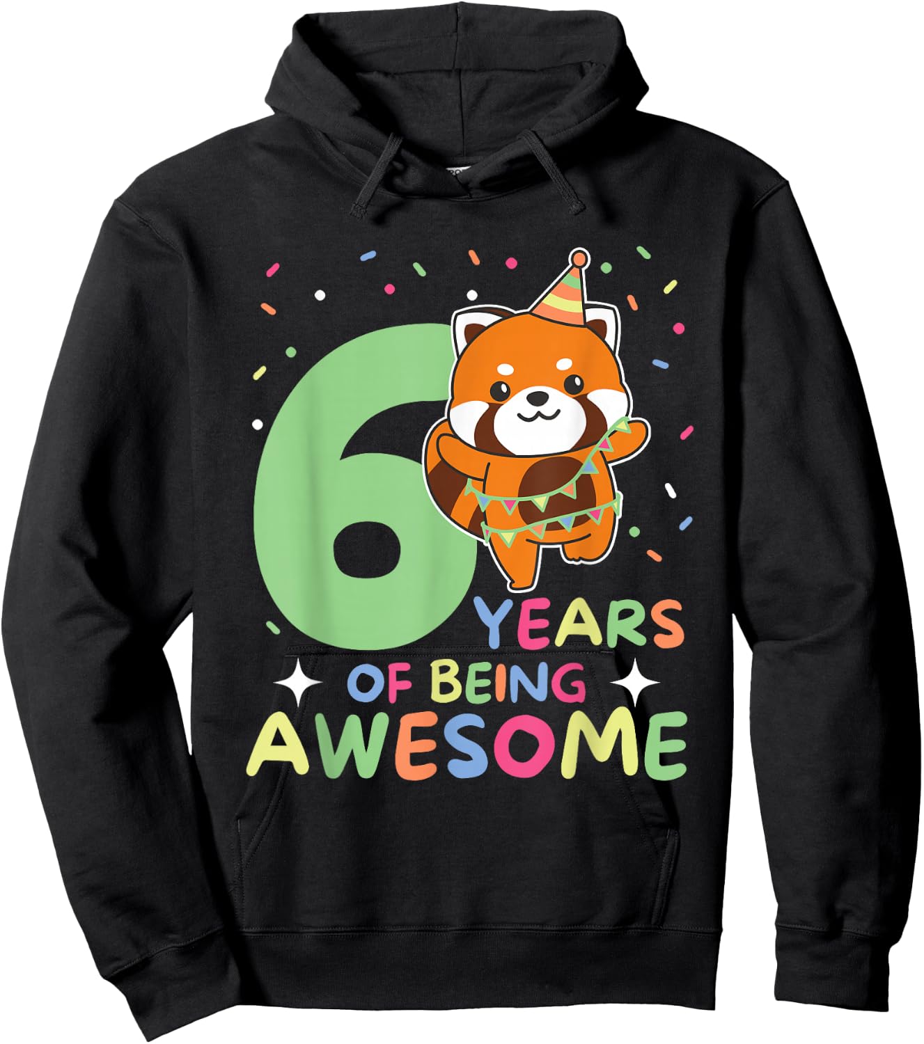 Red Panda 6th Birthday Kids Six Year Old Red Panda Hoodie - Hoodie | Black