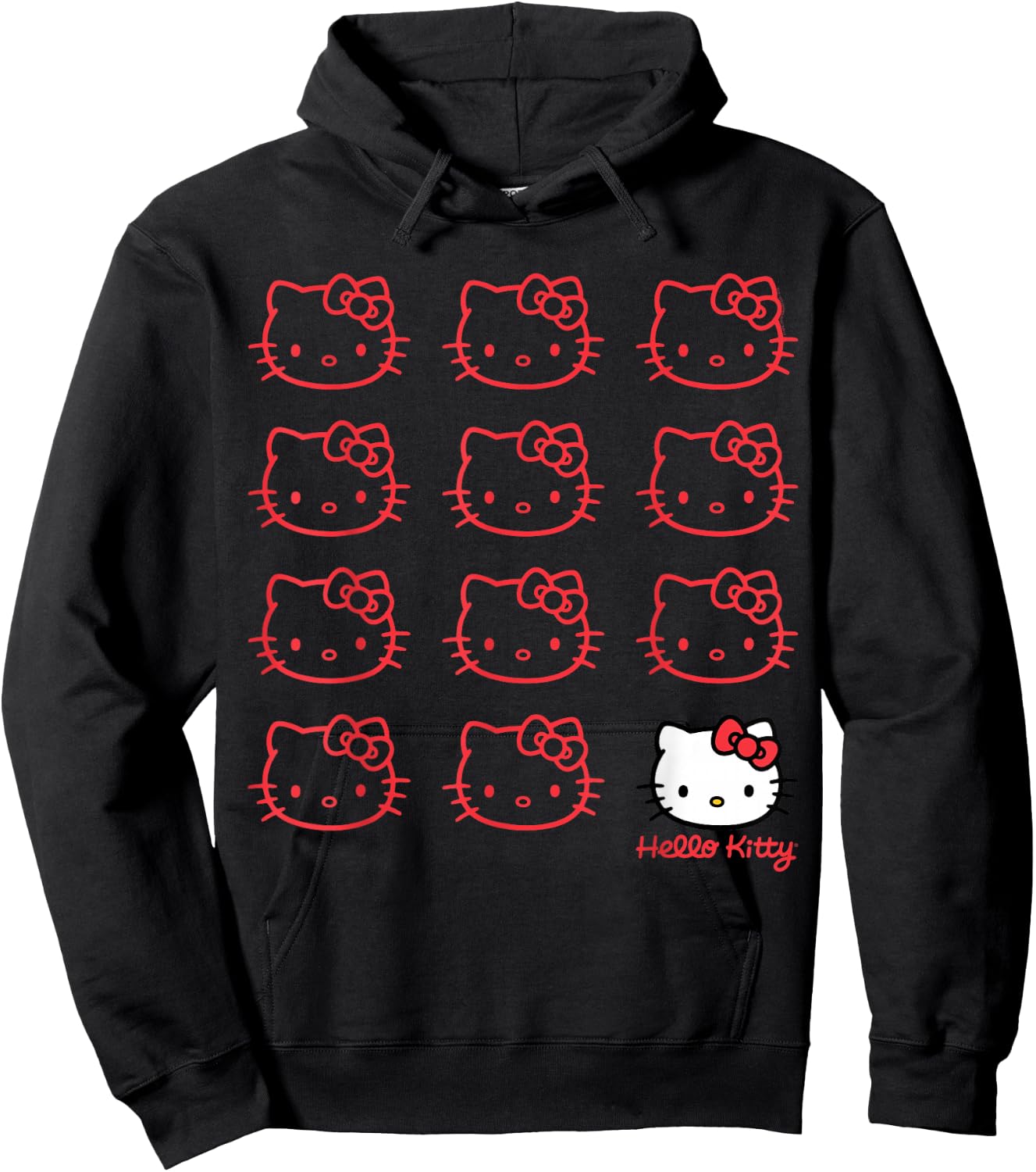 Hello Kitty Classic Fit - Adult Black Cotton/Polyester Short Sleeve Hoodie - Hoodie | Black
