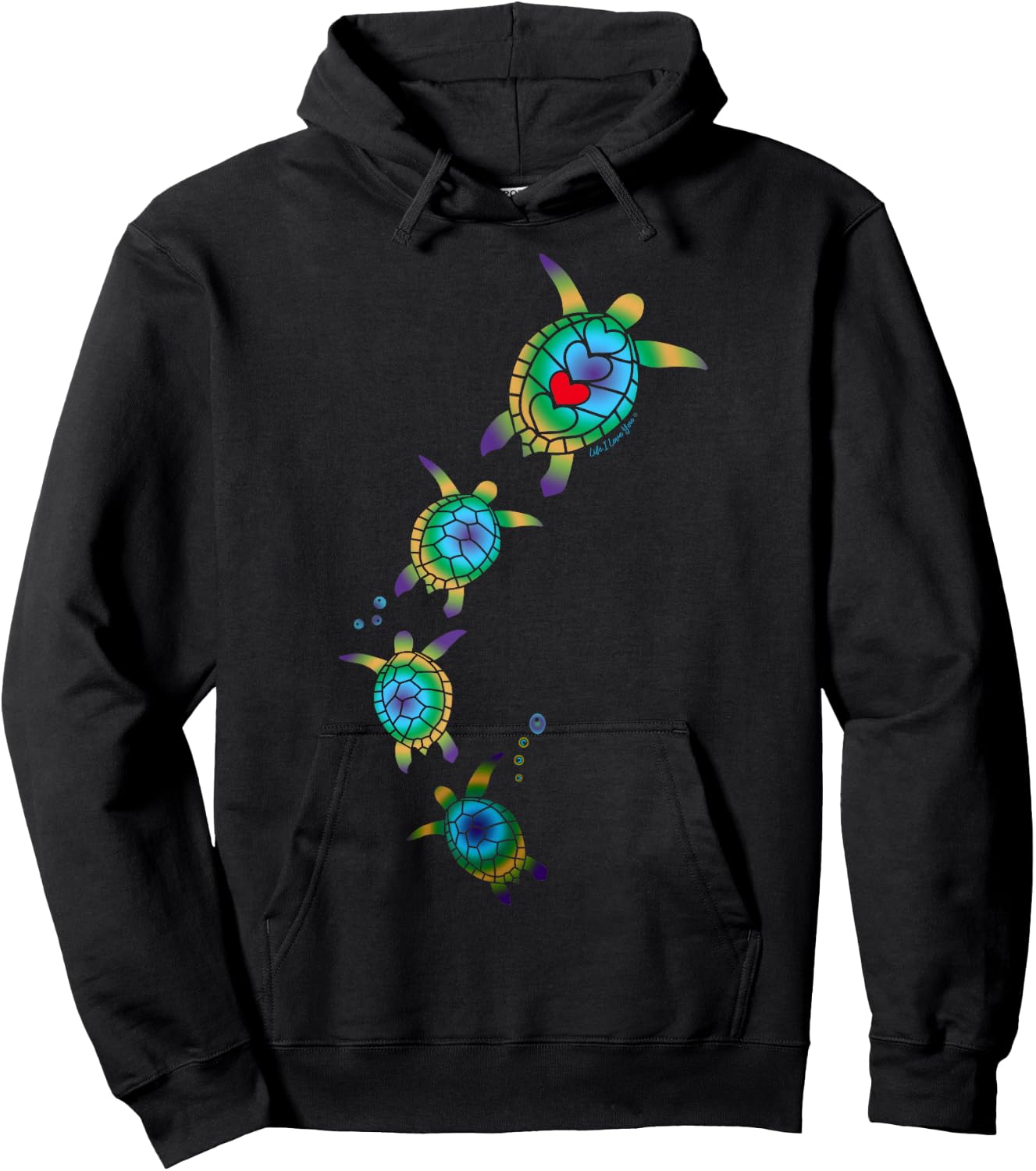 Beautiful Nautical Tropical Swimming Sea Turtles Hoodie - Hoodie | Black