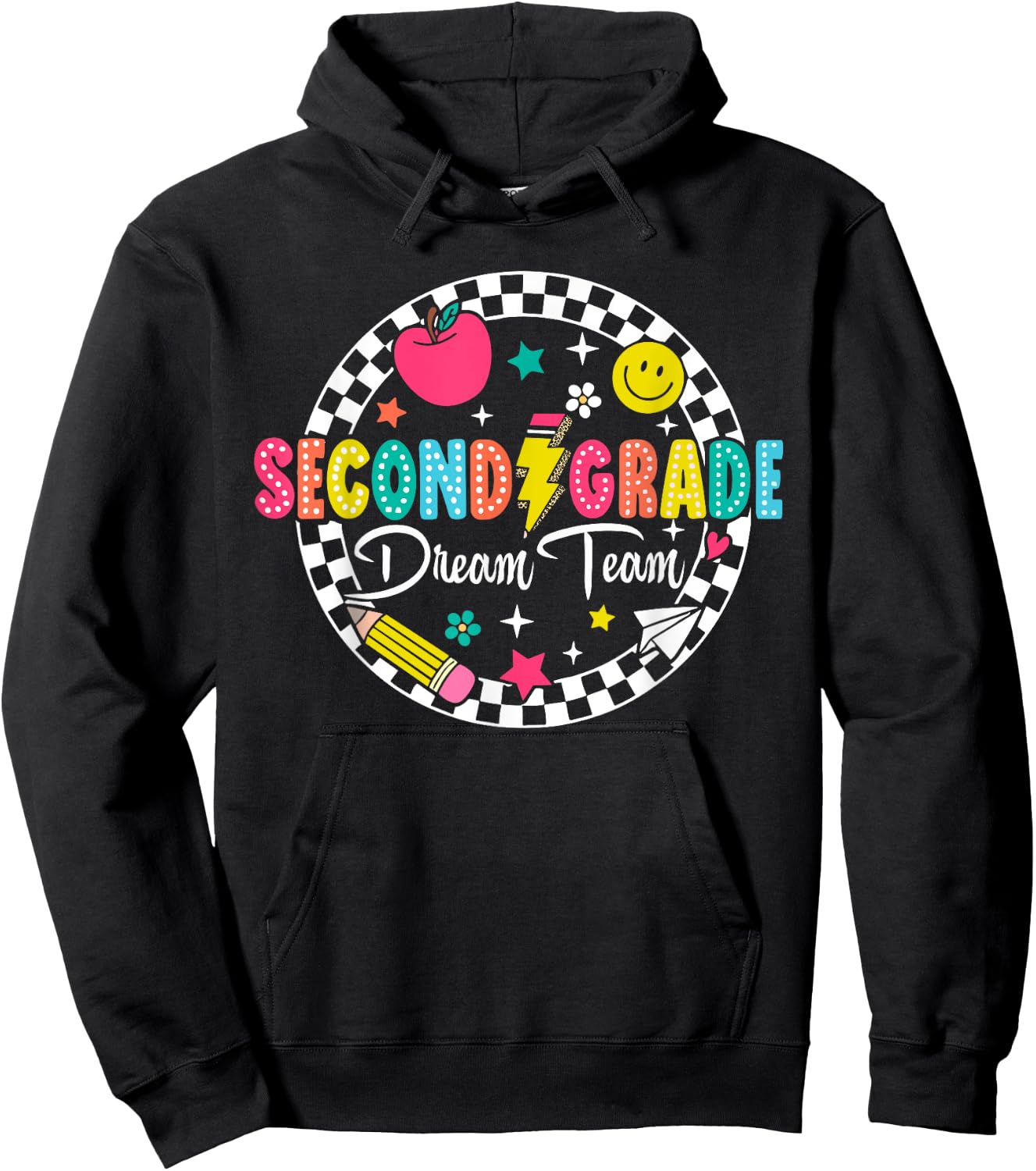Second Grade Dream Team Bruh Back To School Tour (ON BACK) Hoodie - Hoodie | Black