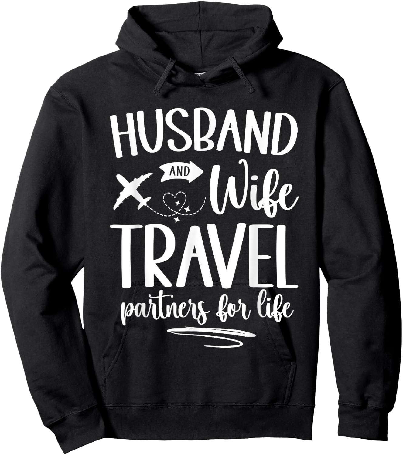 Matching Husband and Wife Couple His and Her Travel Partners Hoodie - Hoodie | Black