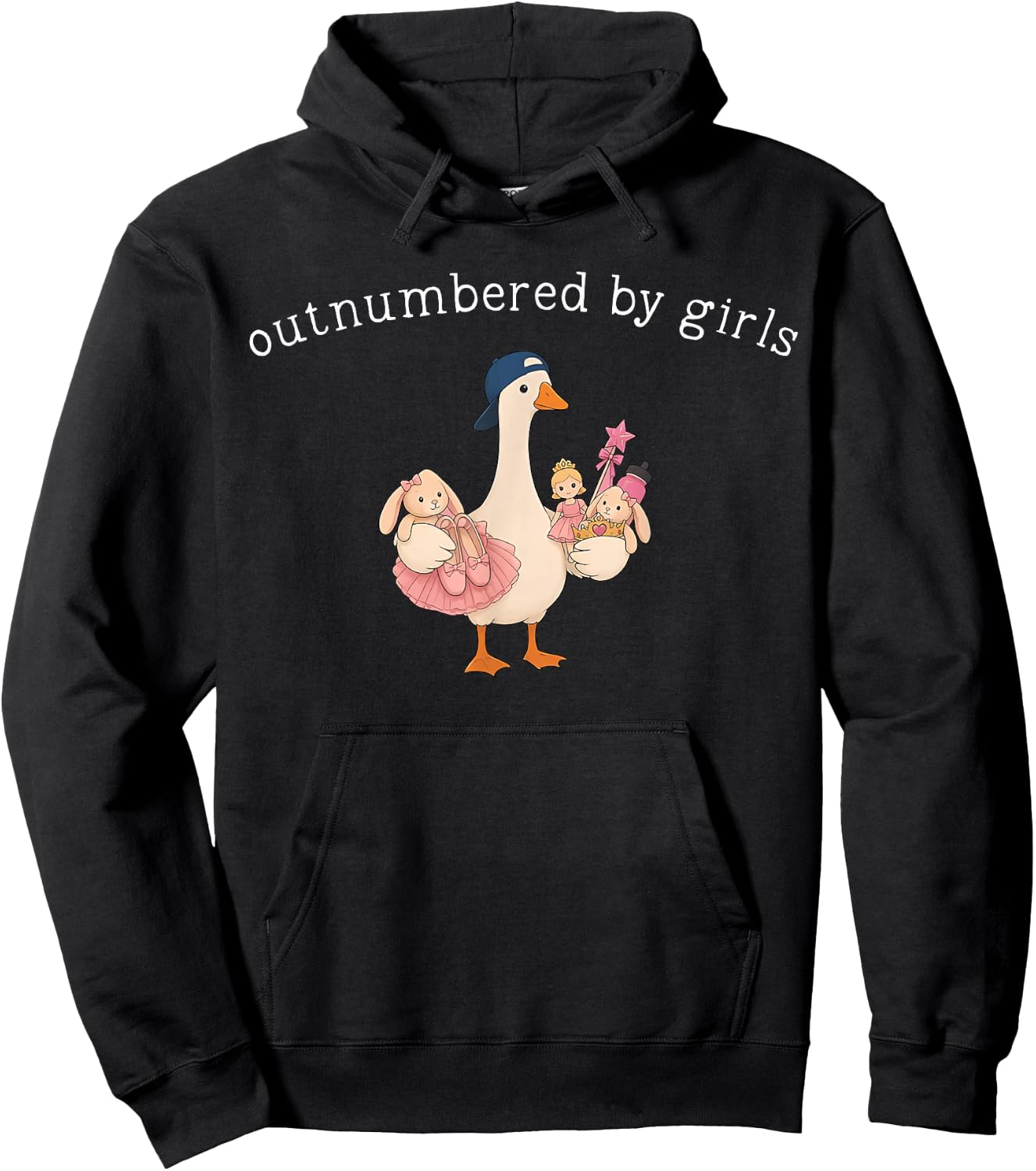 Outnumbered By Girls Funny Dad Goose Fathers Day Hoodie - Hoodie | Black