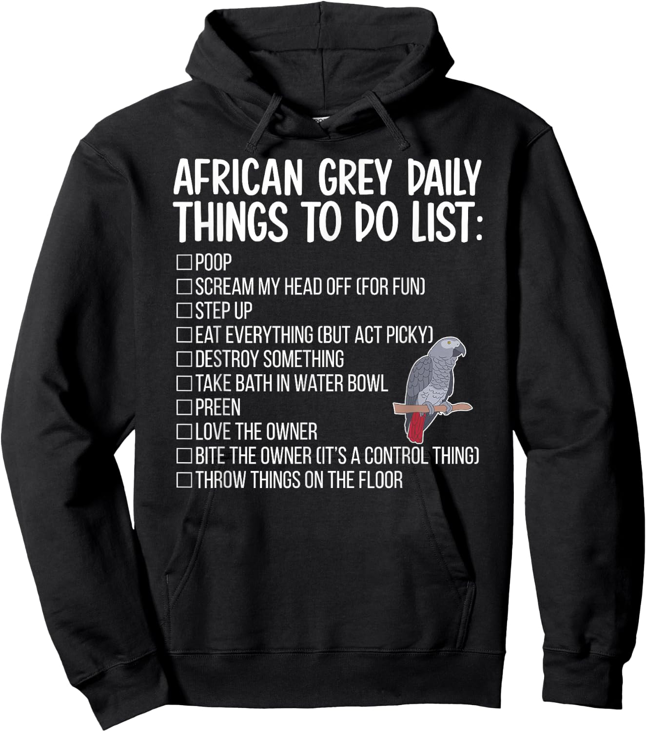 To Do List African Grey Parrot Owner African Grey Lover Hoodie - Hoodie | Black